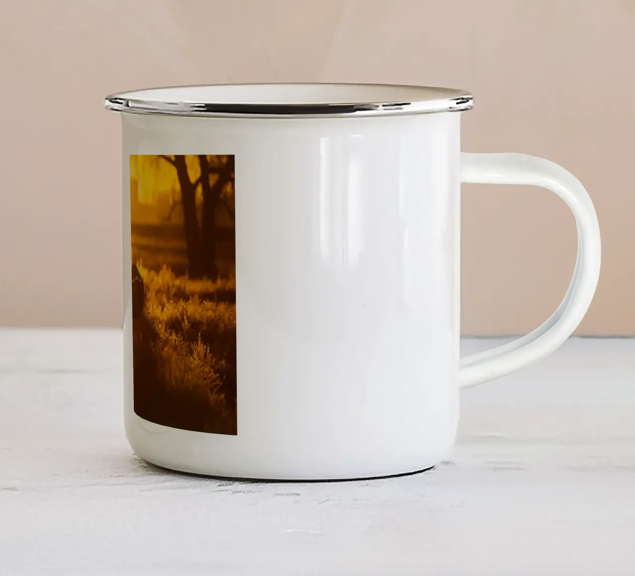 cervo al tramonto tazza in smalto da Earthly Visions