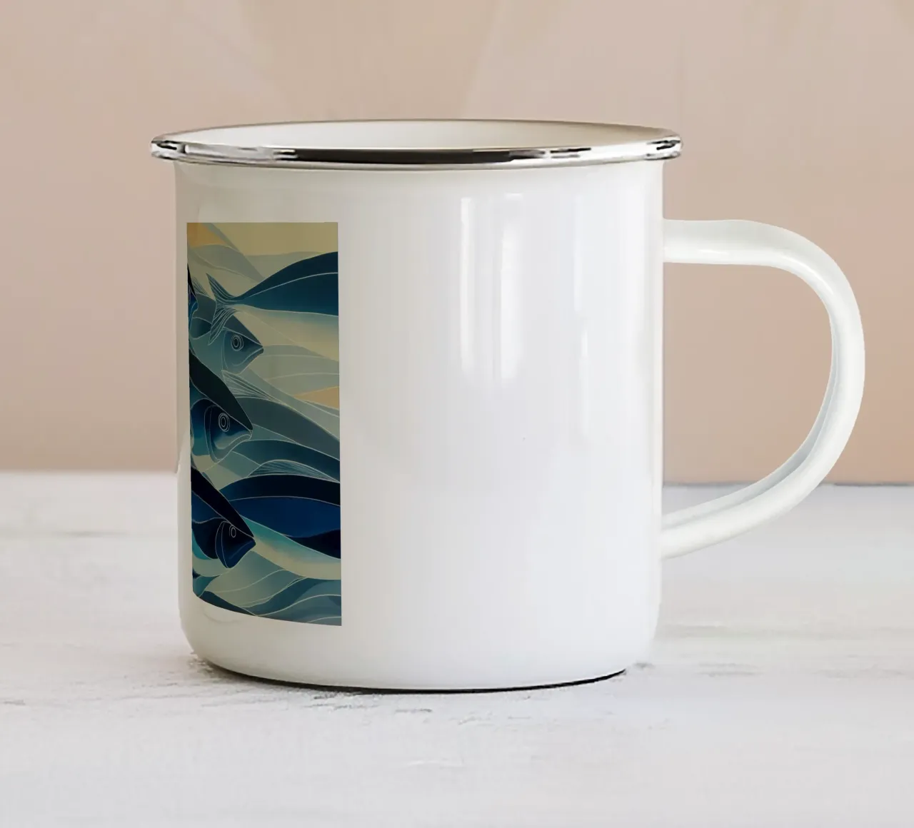 Pesci di colore blu tazza in smalto da Imagine