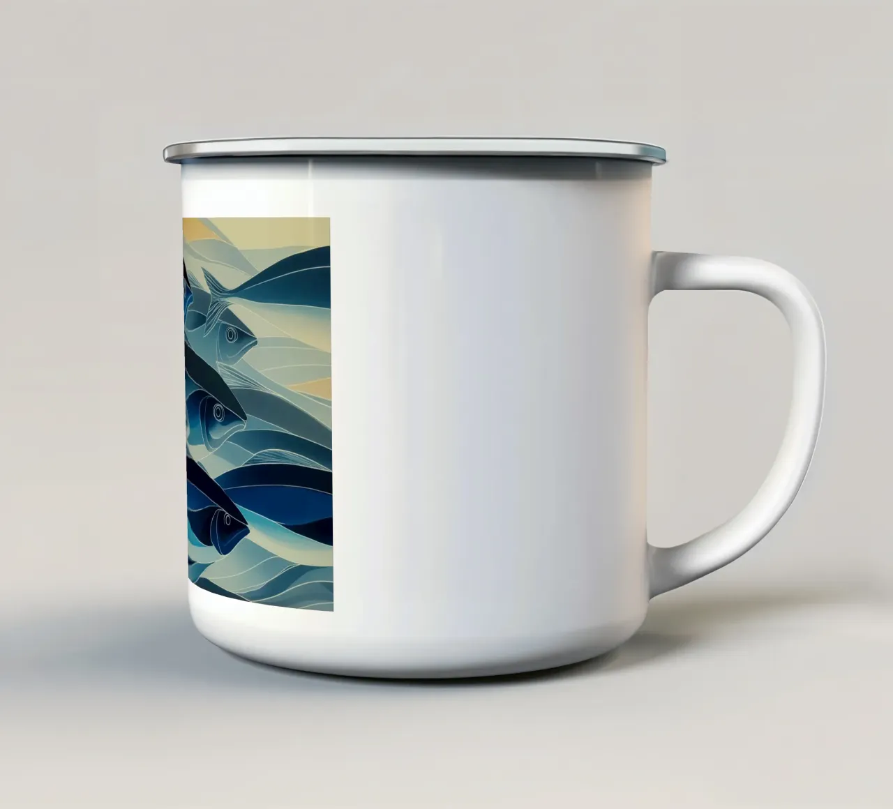 Pesci di colore blu tazza in smalto da Imagine