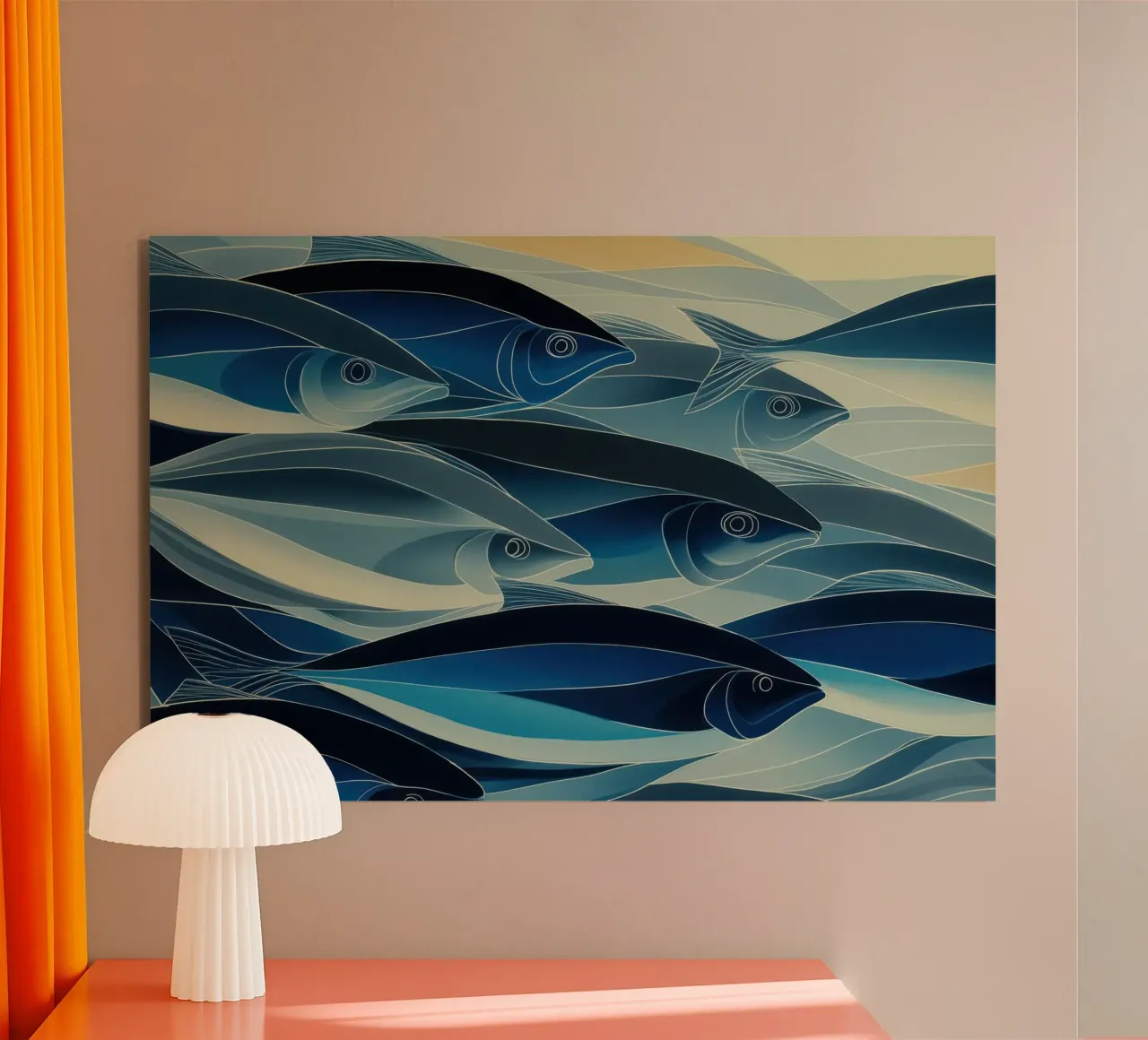 Pesci di colore blu alluminio dibond da Imagine