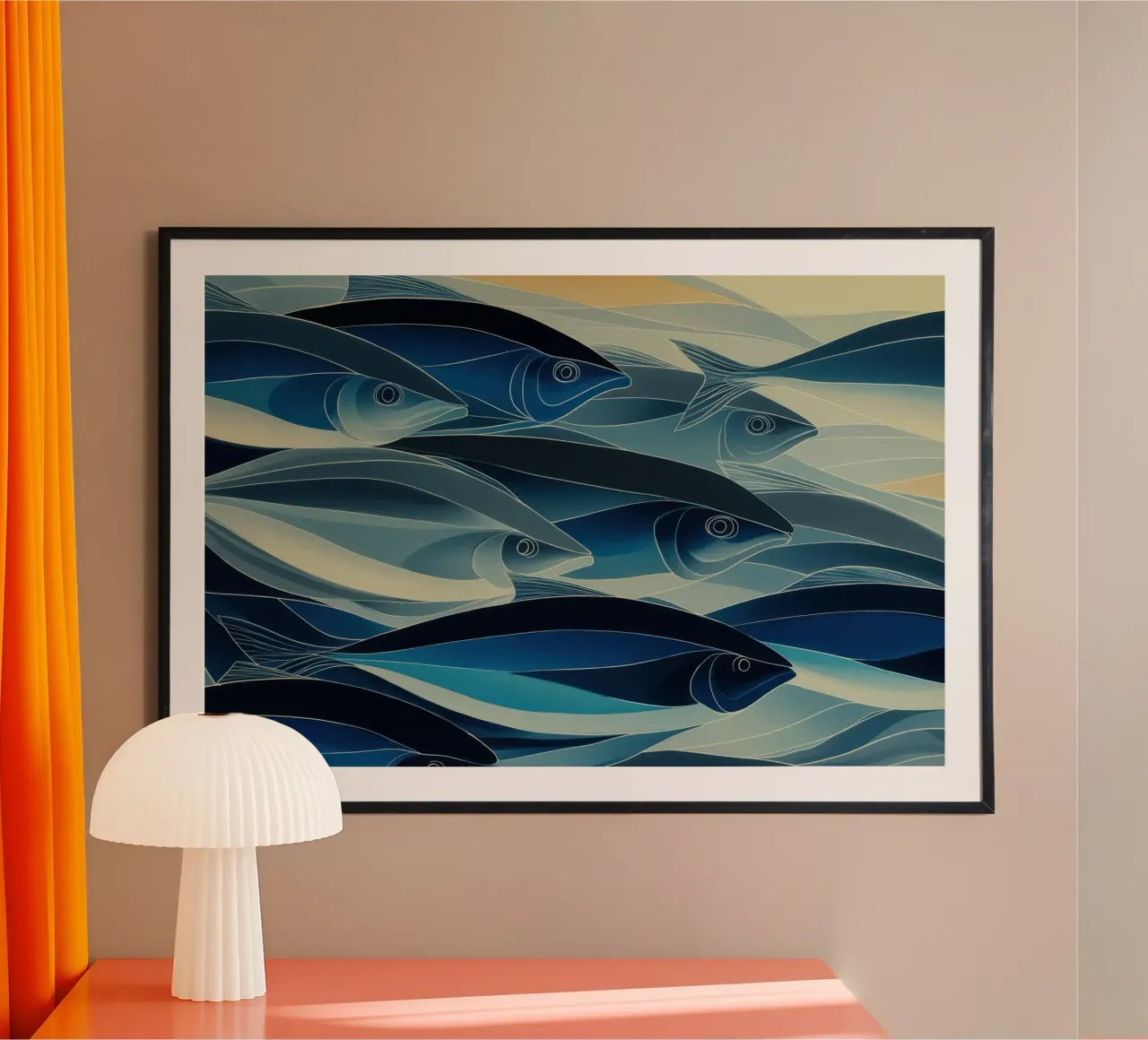 Pesci di colore blu poster da Imagine