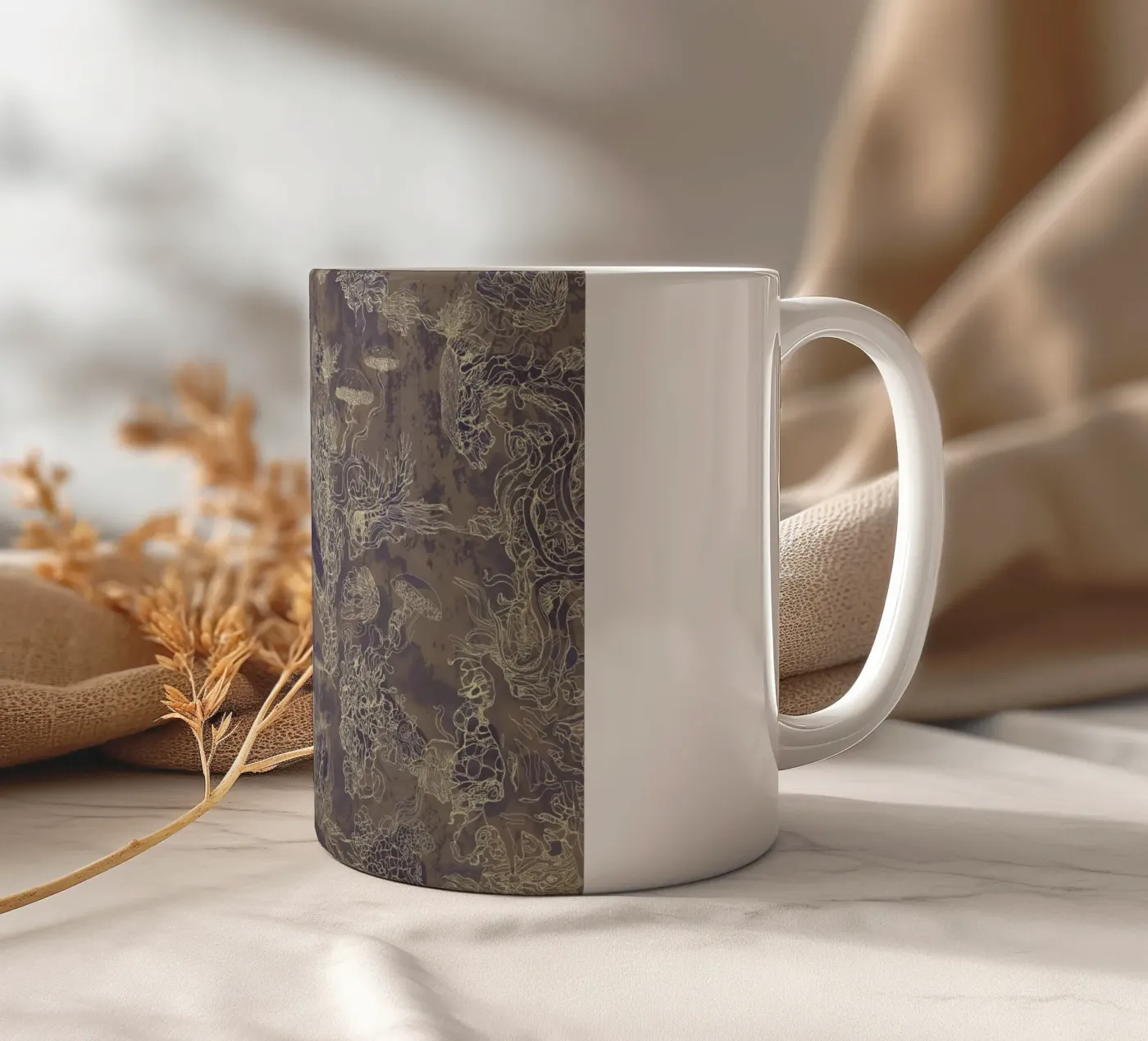 maroon ceramic mug by Giulio Iurissevich