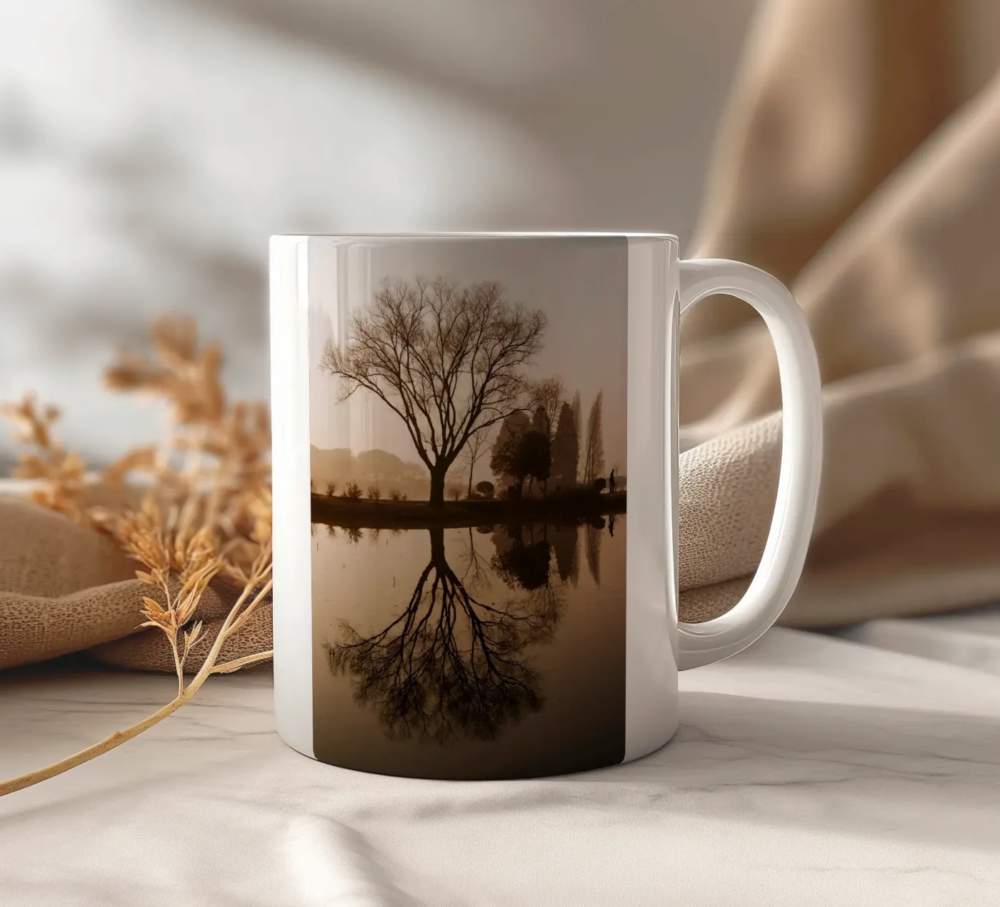 tree reflection ceramic mug by Earthly Visions
