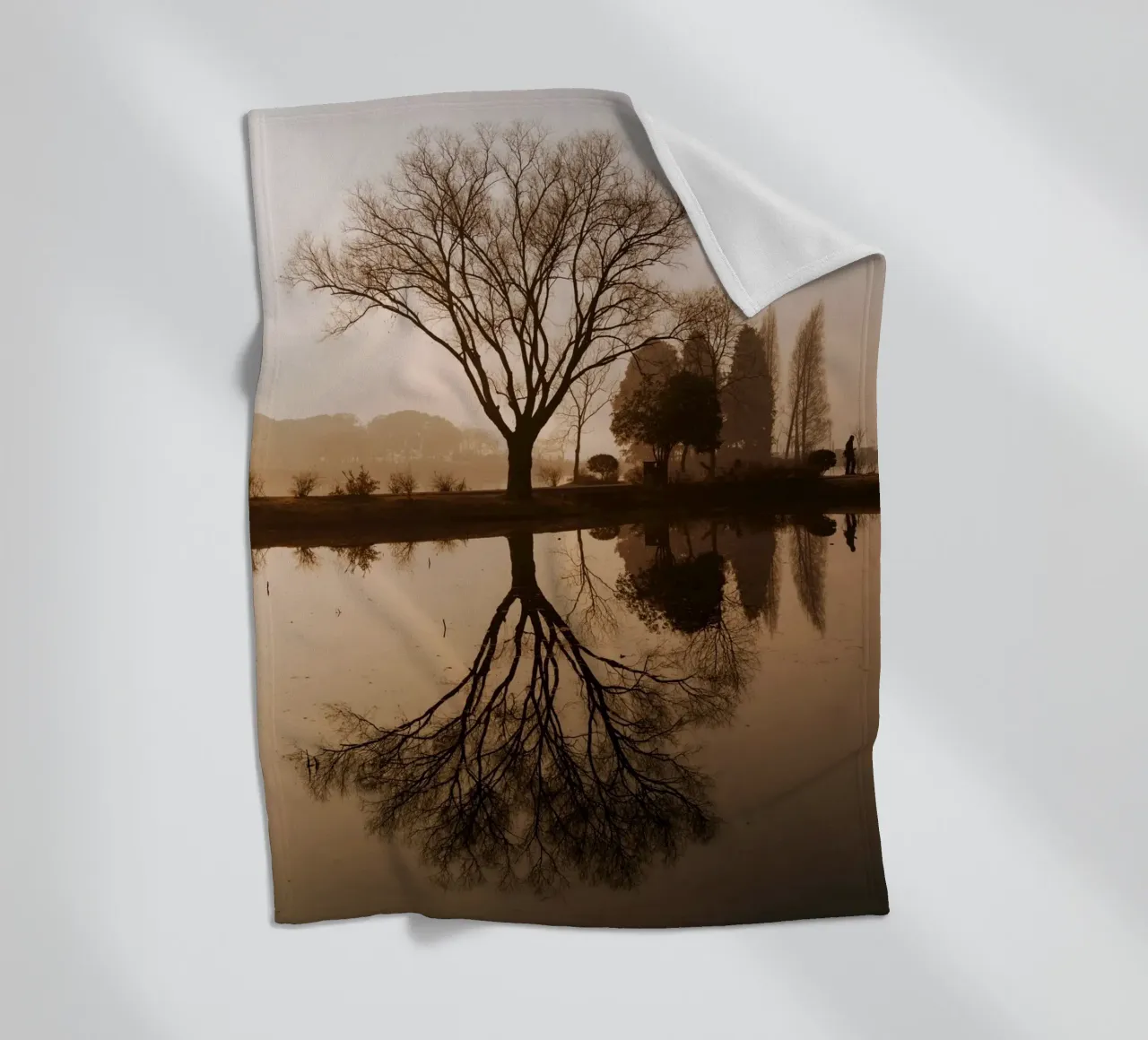 tree reflection fleece blanket by Earthly Visions