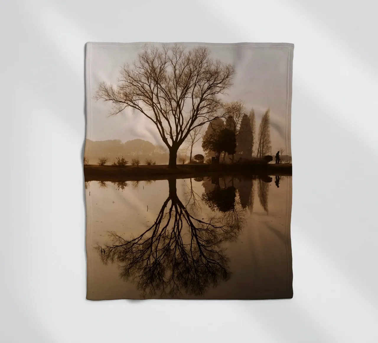 tree reflection fleece blanket by Earthly Visions