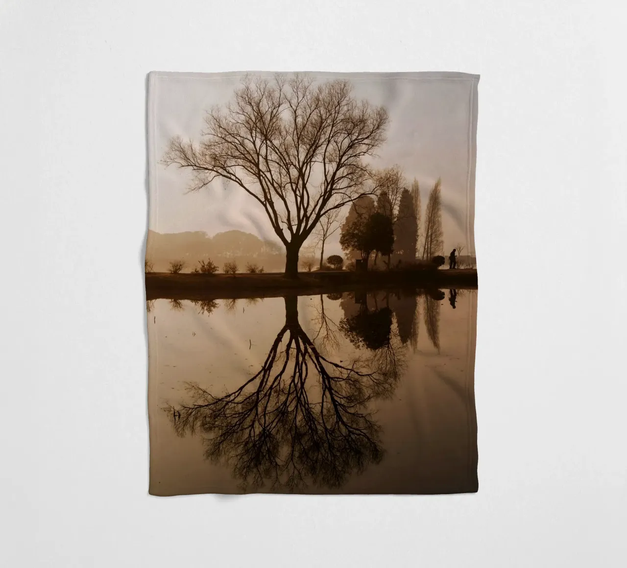 tree reflection fleece blanket by Earthly Visions