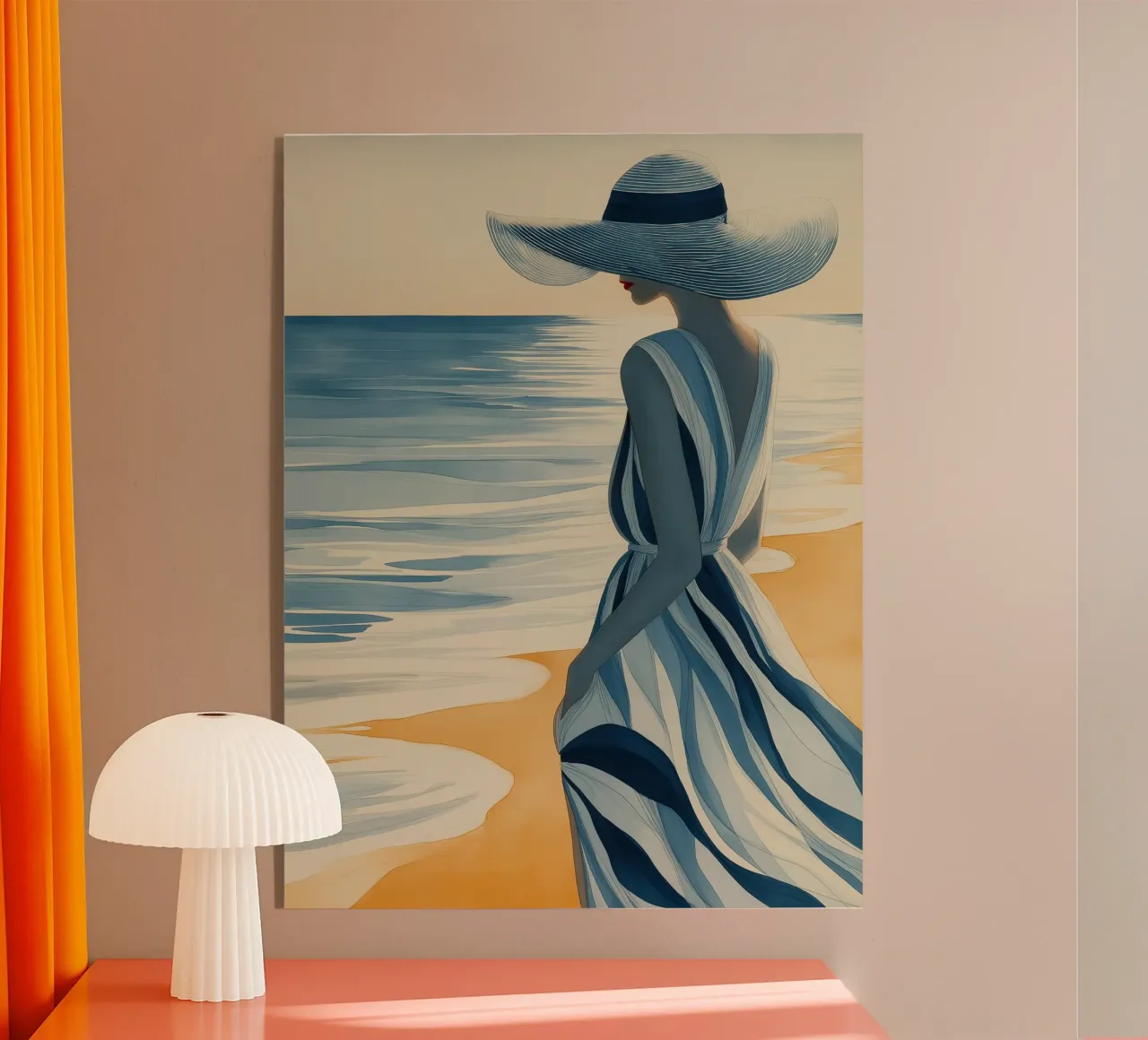 Donna sulla spiaggia plexiglass da Imagine
