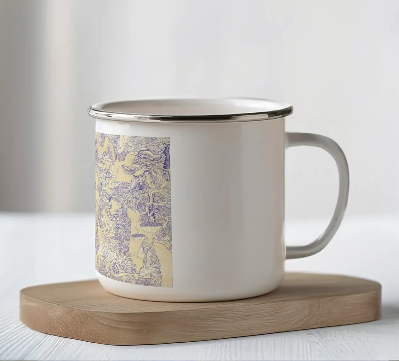 cream mushr enamel mug by Giulio Iurissevich