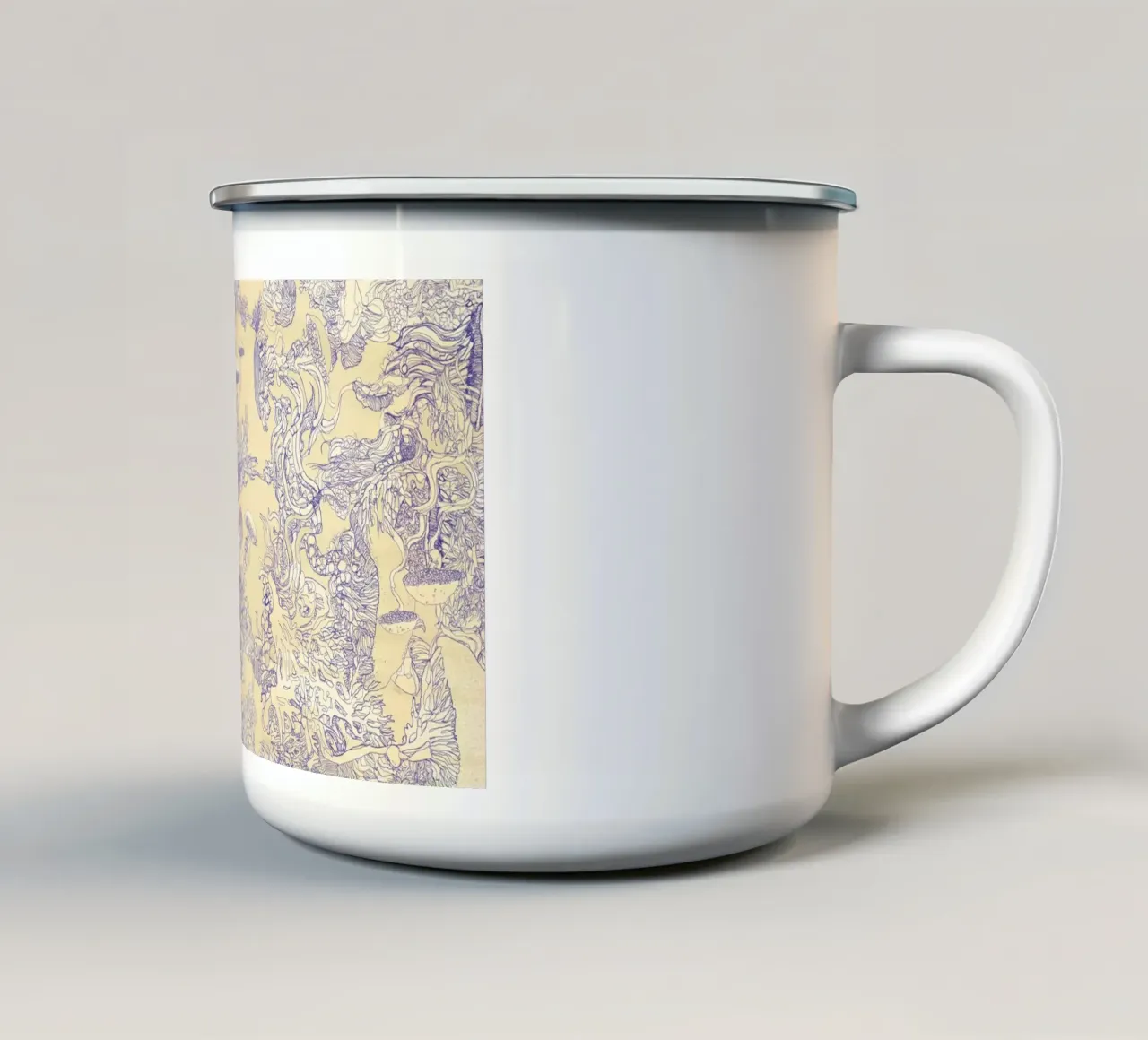 cream mushr enamel mug by Giulio Iurissevich