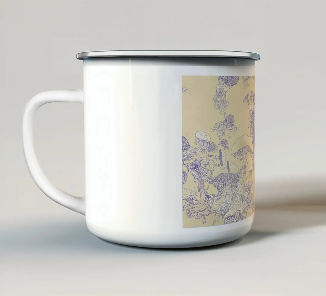 cream mushr enamel mug by Giulio Iurissevich