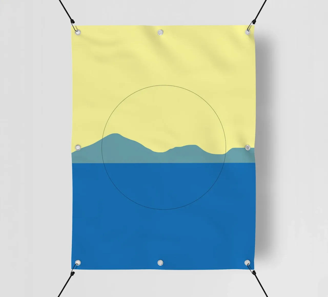 Paesaggio minimale blu e giallo telo in pvc da Little Dean