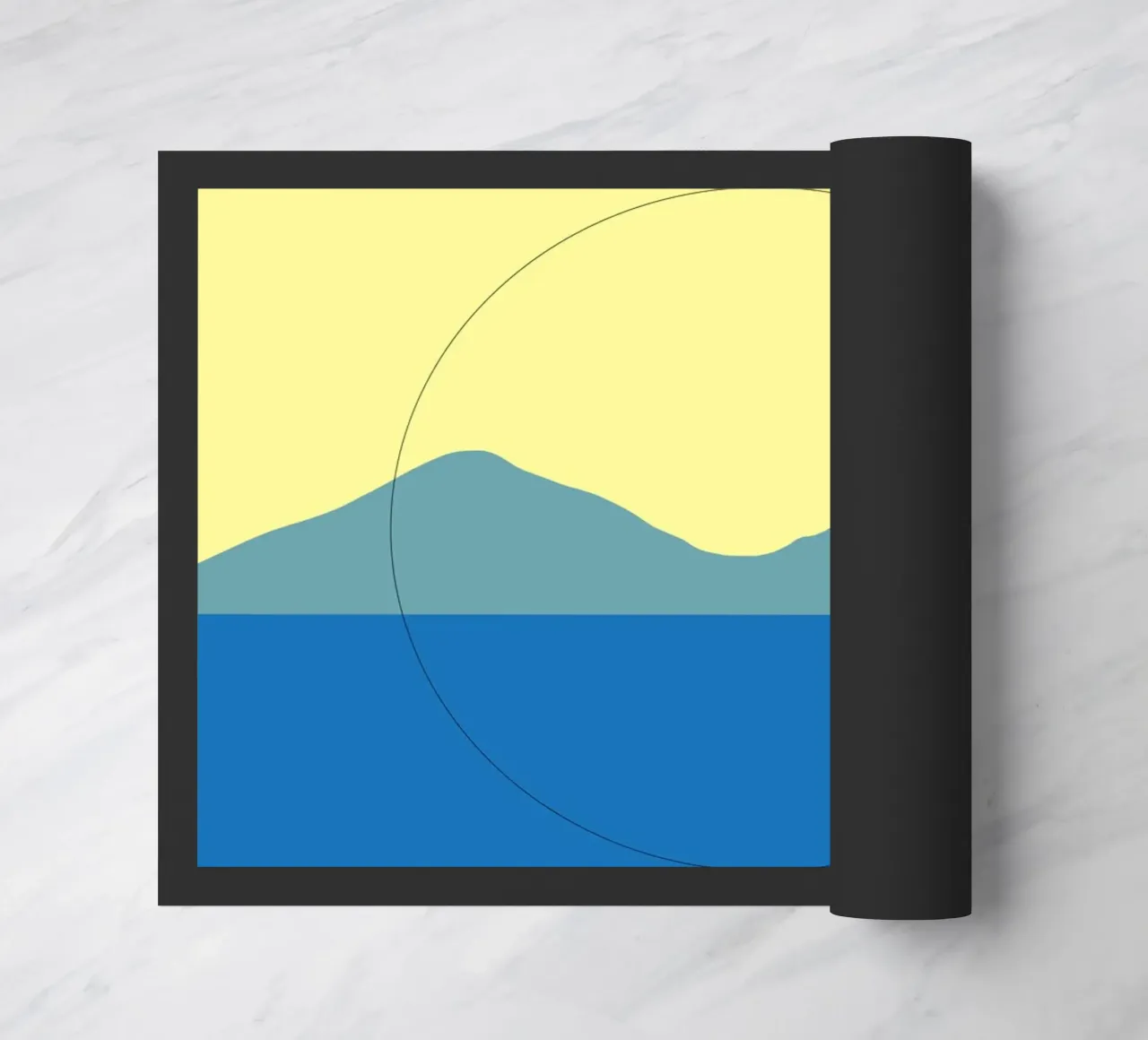 Paysage minimal bleu et jaune paillasson de Little Dean