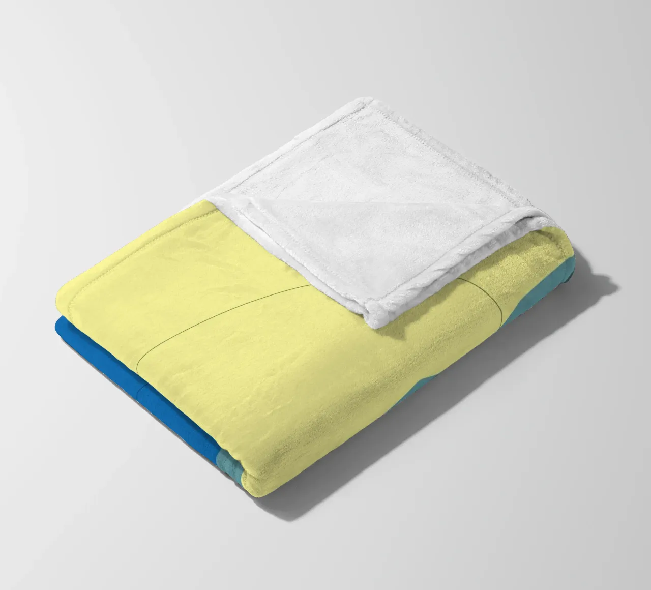 Paesaggio minimale blu e giallo coperta in pile da Little Dean
