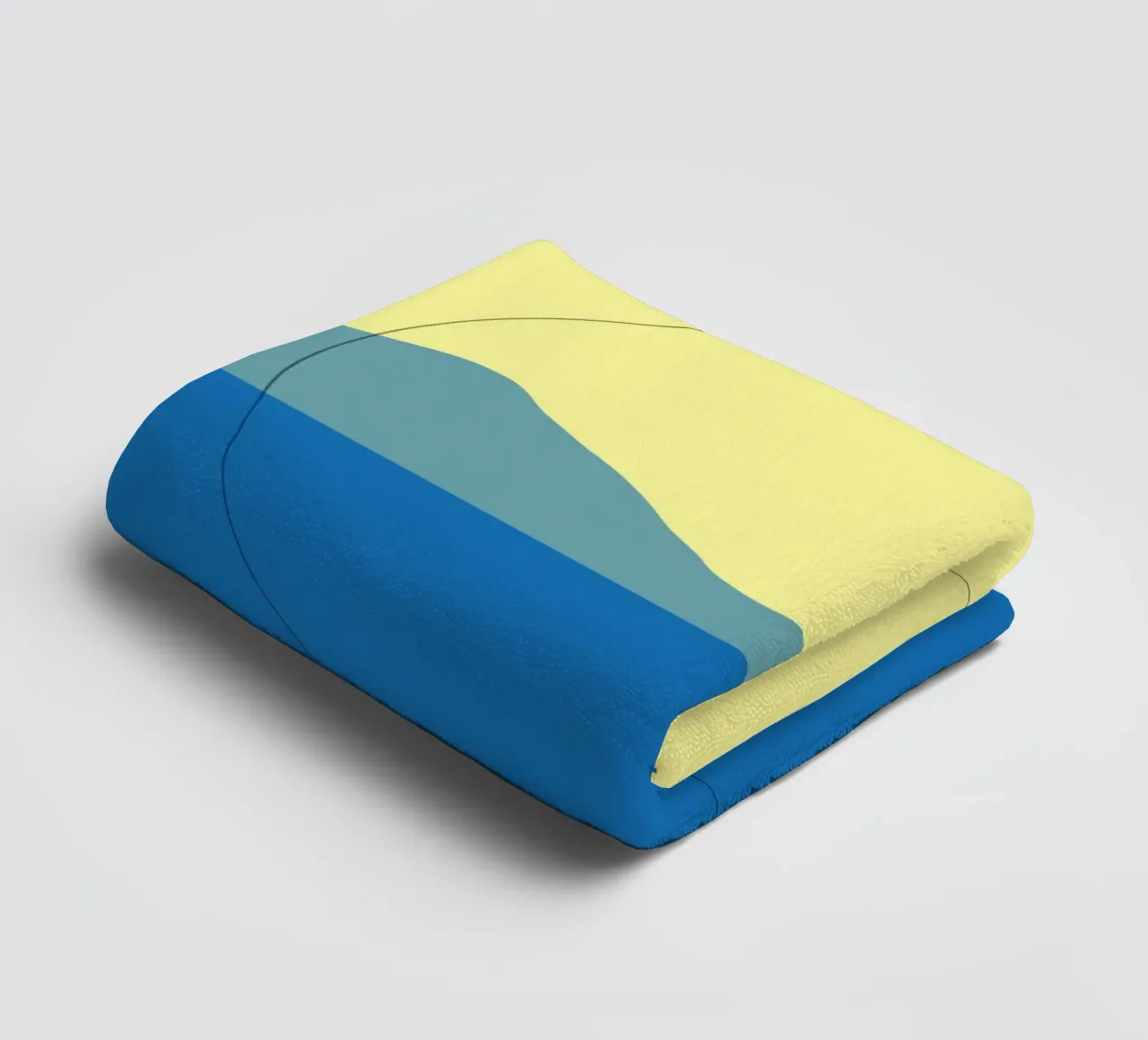Minimaal blauw en geel landschap badhanddoek van Little Dean