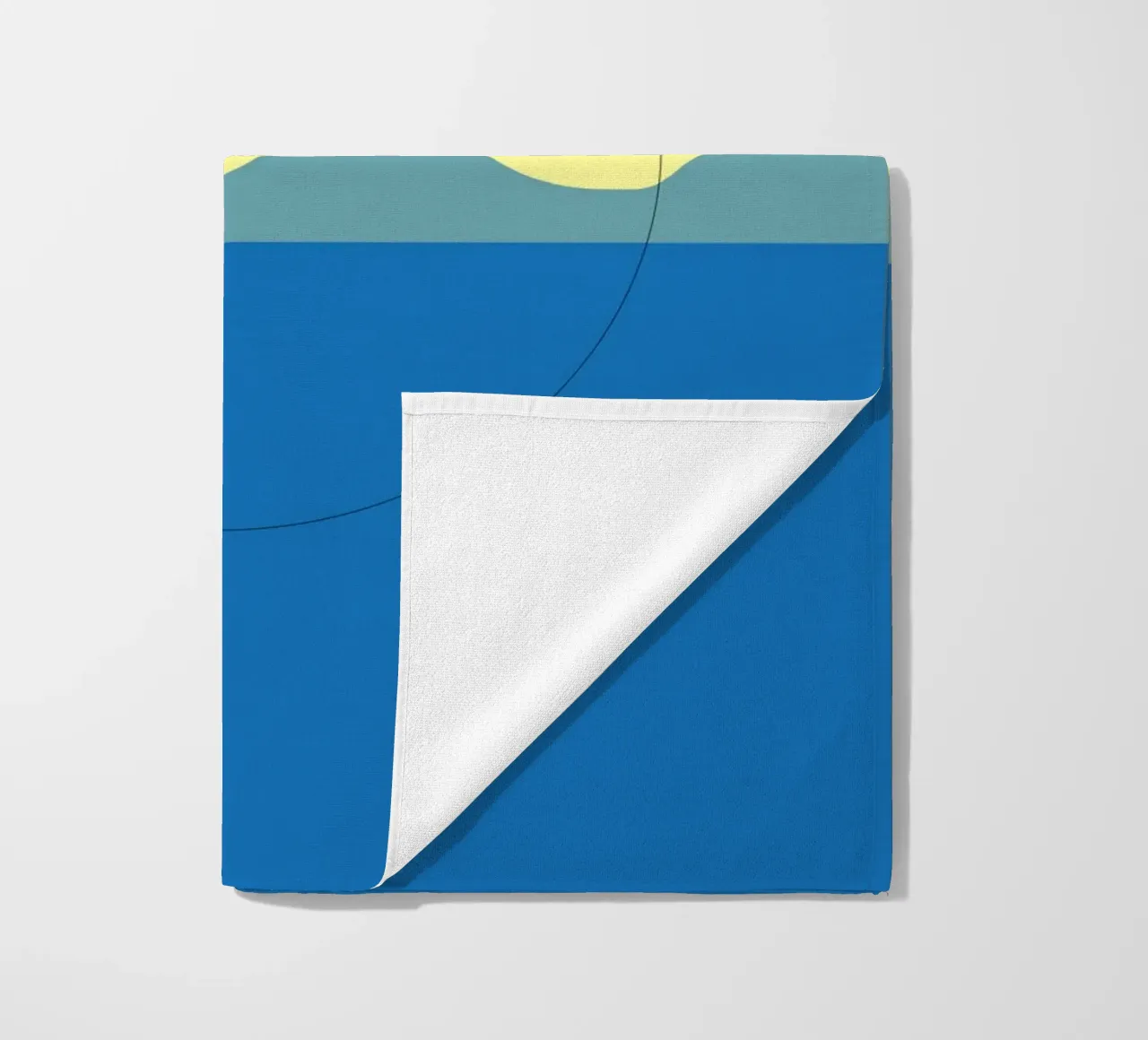 Paysage minimal bleu et jaune serviette de plage de Little Dean