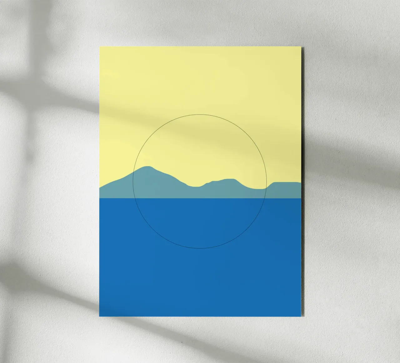 Paesaggio minimale blu e giallo alluminio dibond da Little Dean
