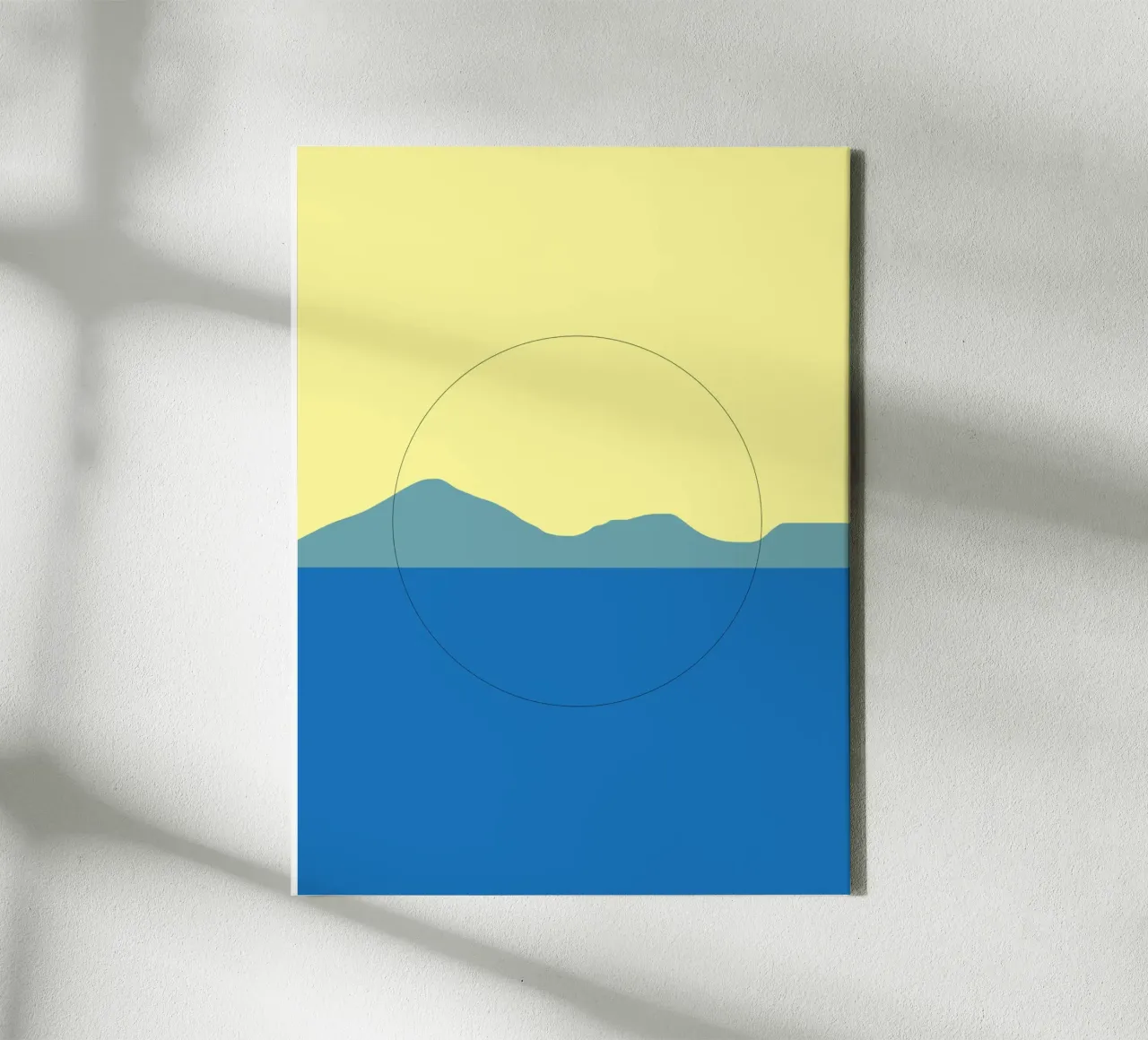Paesaggio minimale blu e giallo tela con Cornice a cassetta da Little Dean