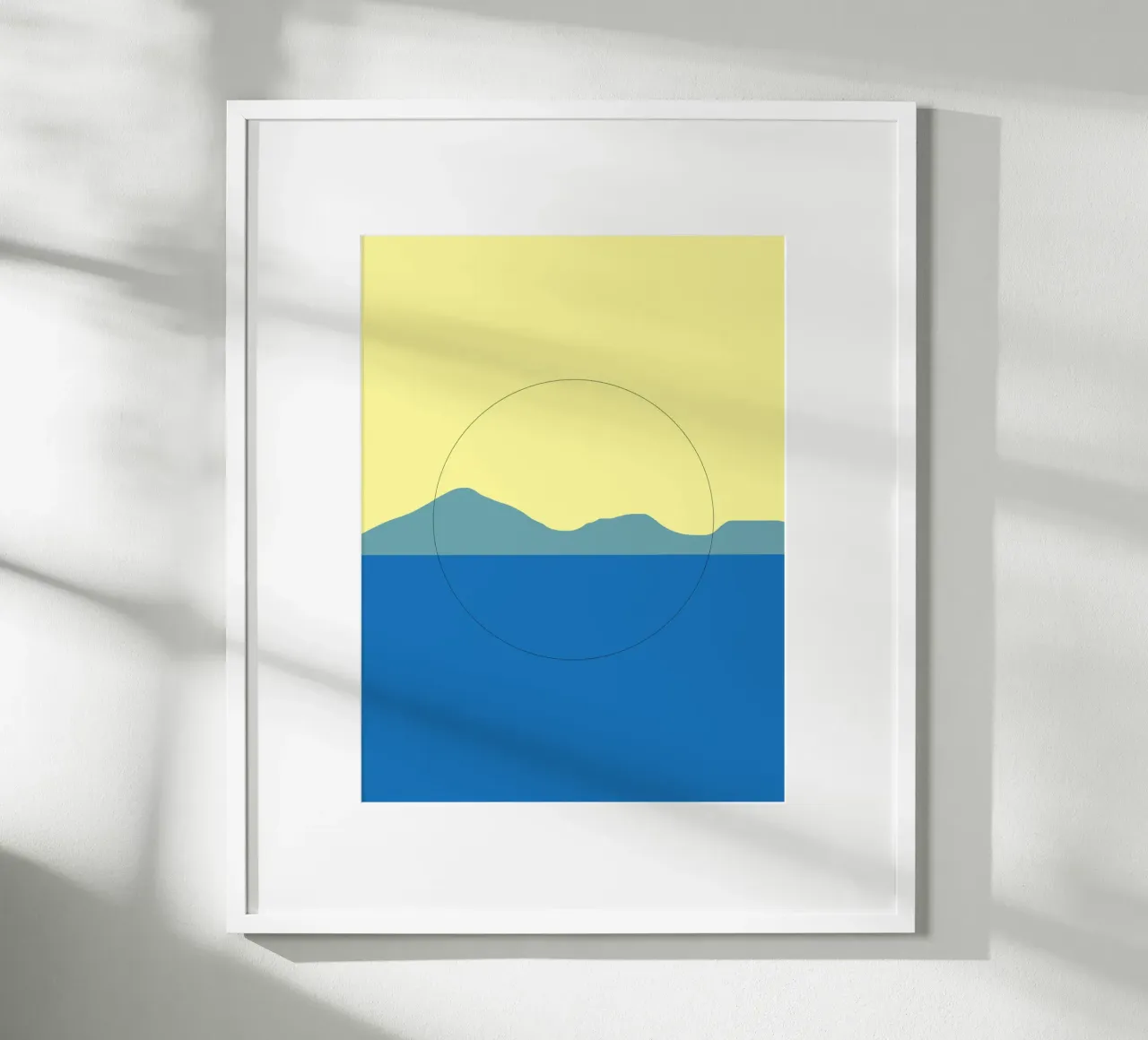 Paysage minimal bleu et jaune hahnemühle de Little Dean