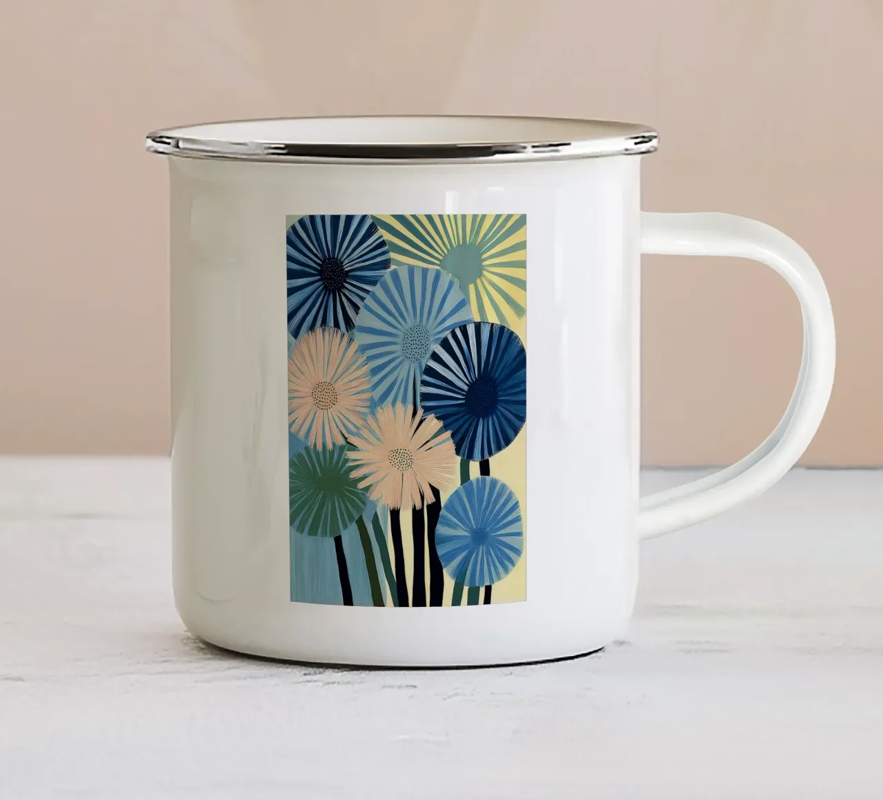 Fiori astratti tazza in smalto da Imagine