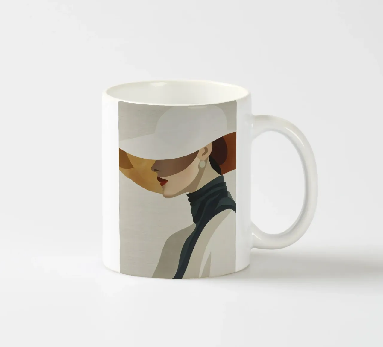 Donna con cappello tazza in ceramica da Imagine