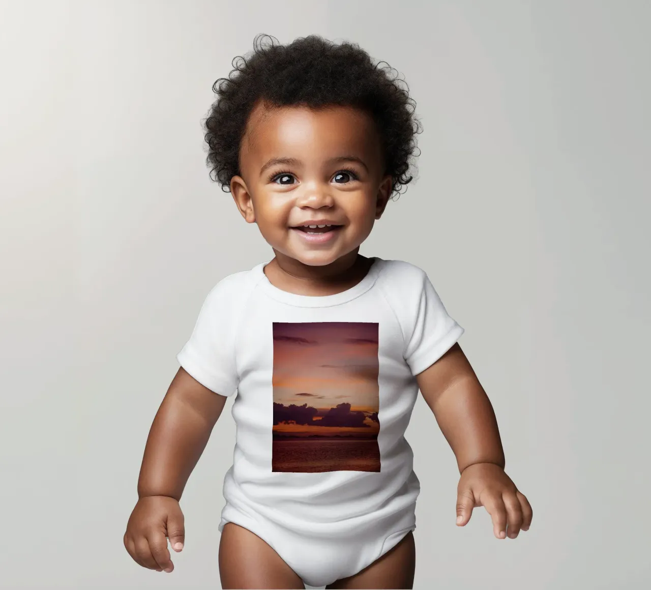 zonsondergang oceaan babyrompertje korte mouwen van Earthly Visions