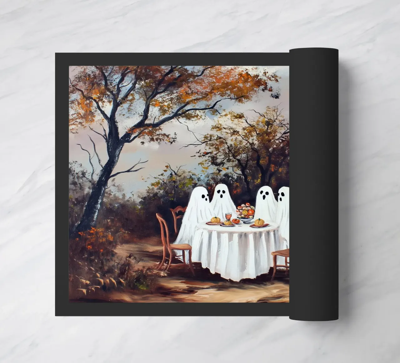 Halloween Gespenster Dinner Fußmatte von Fleur de Lys