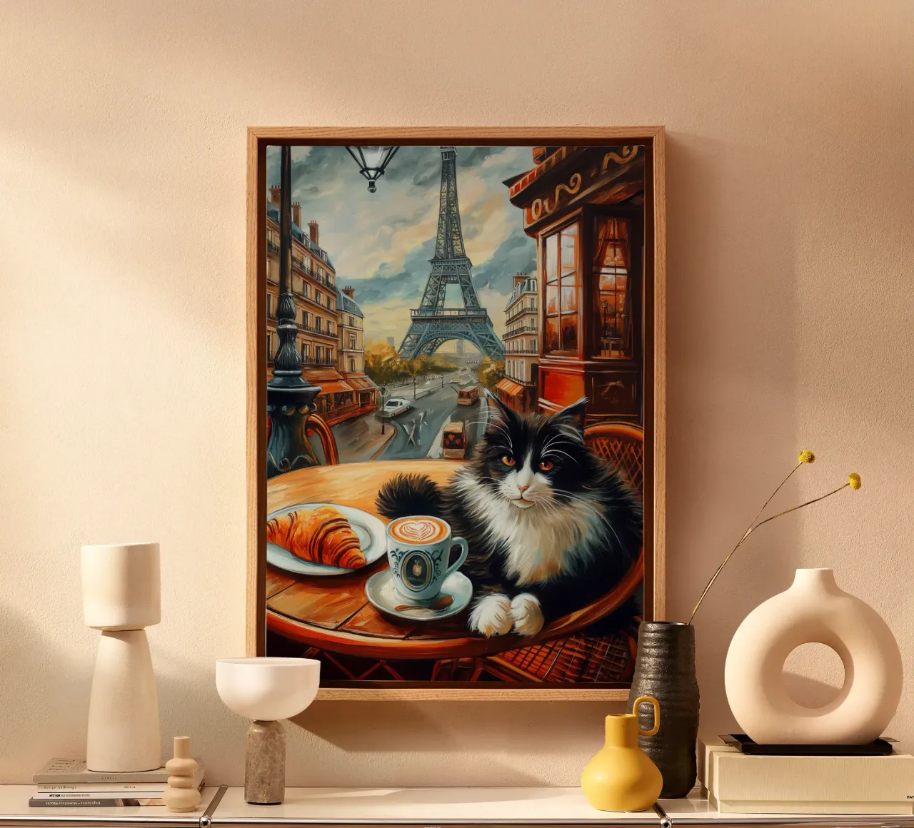 Parisian Cat canvas with Floater frame by Fleur de Lys