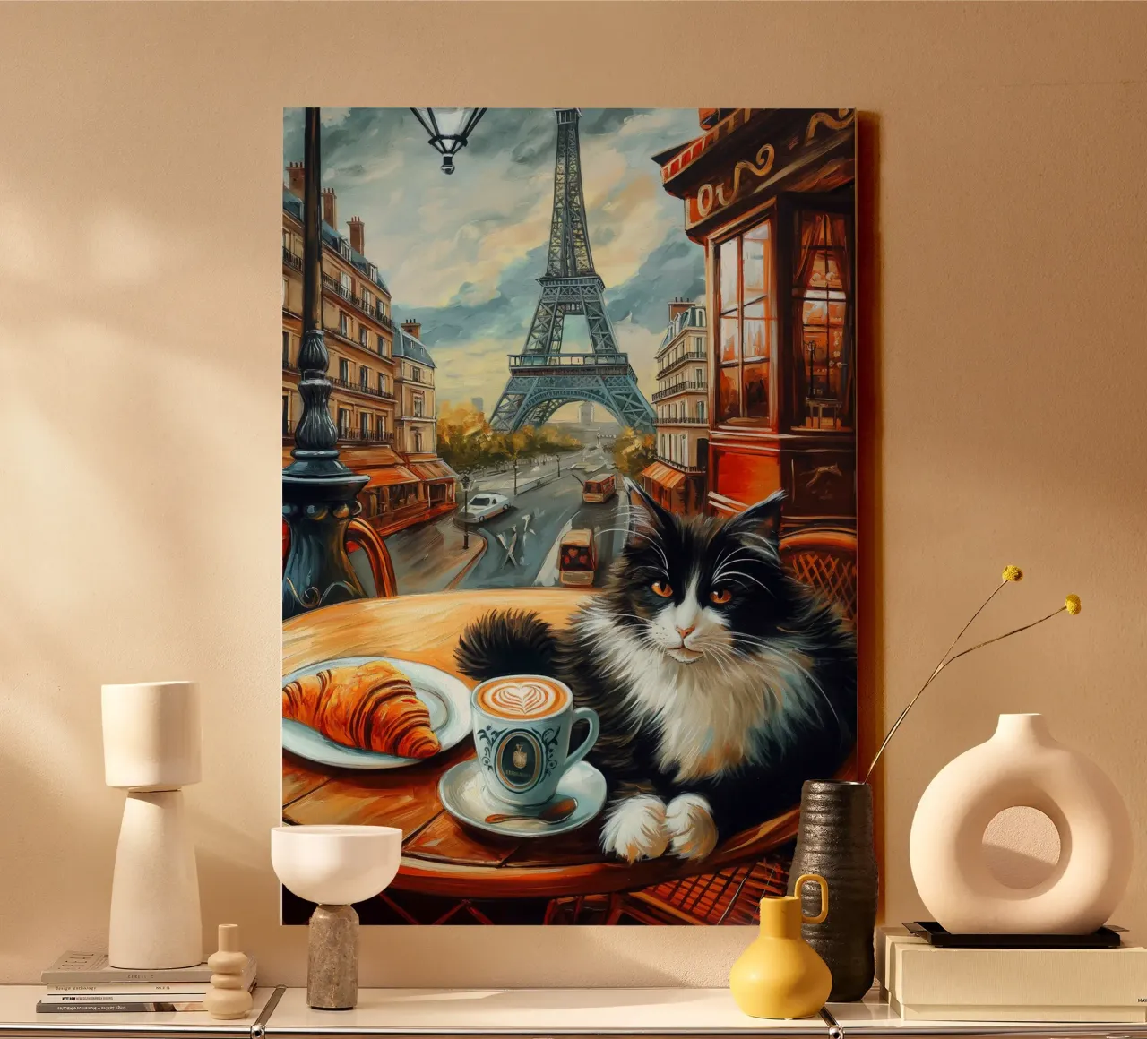 Parisian Cat canvas with Floater frame by Fleur de Lys
