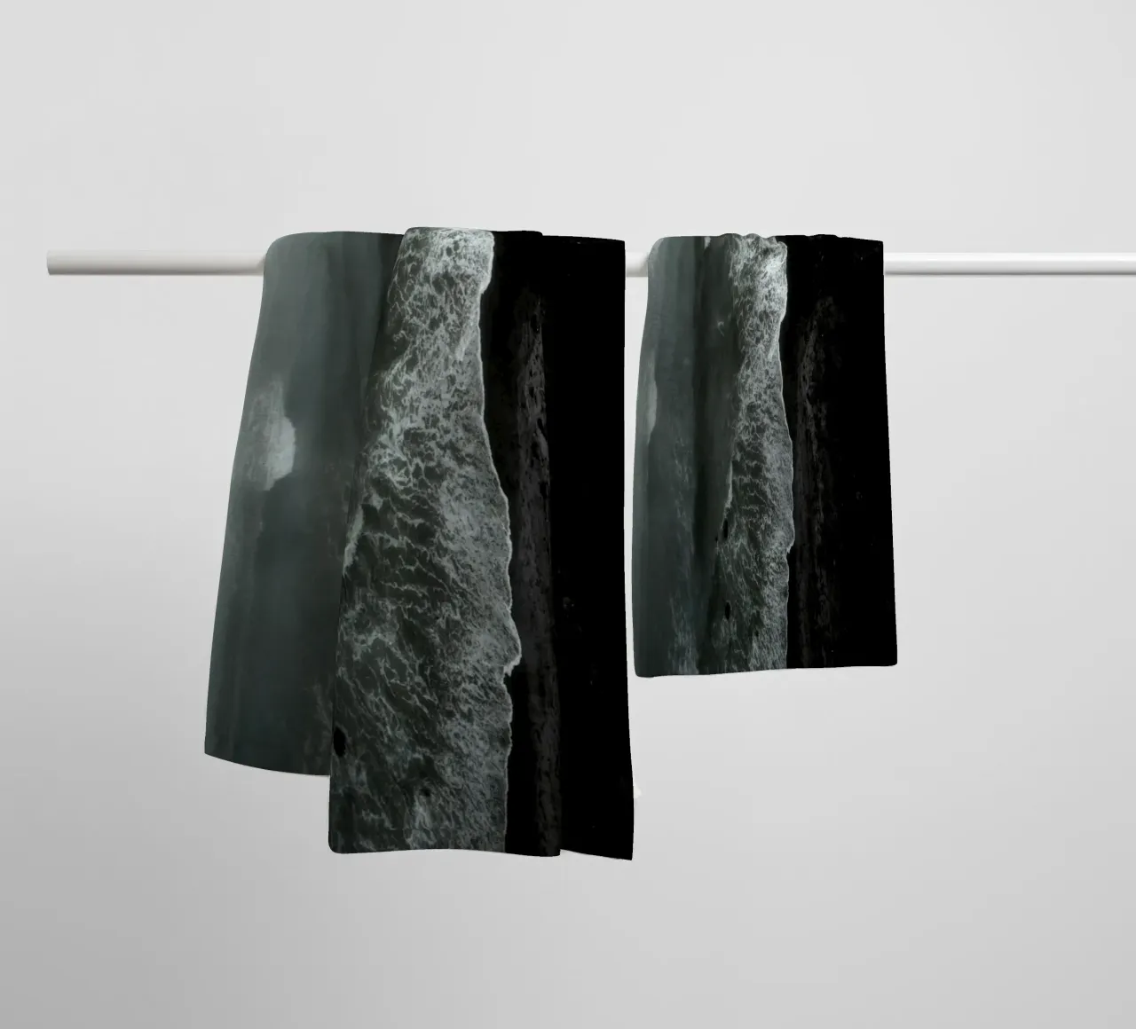 Black Ocean towel by KISSA STUDIO