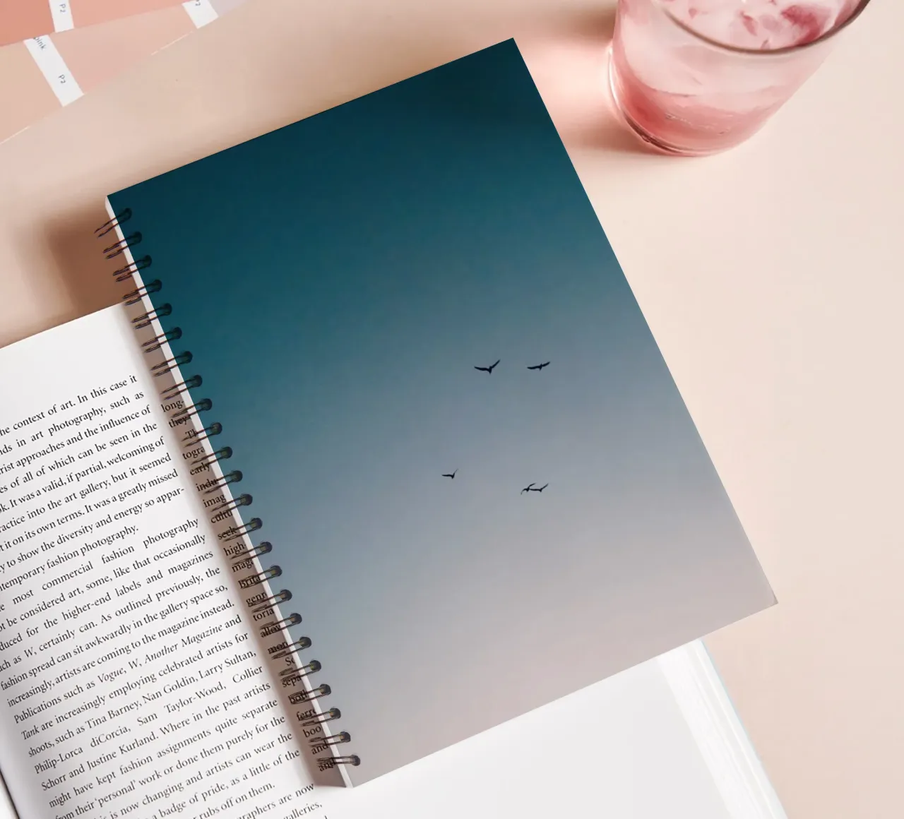 Flying Birds to the Sunset Sky spiral notebook by KISSA STUDIO