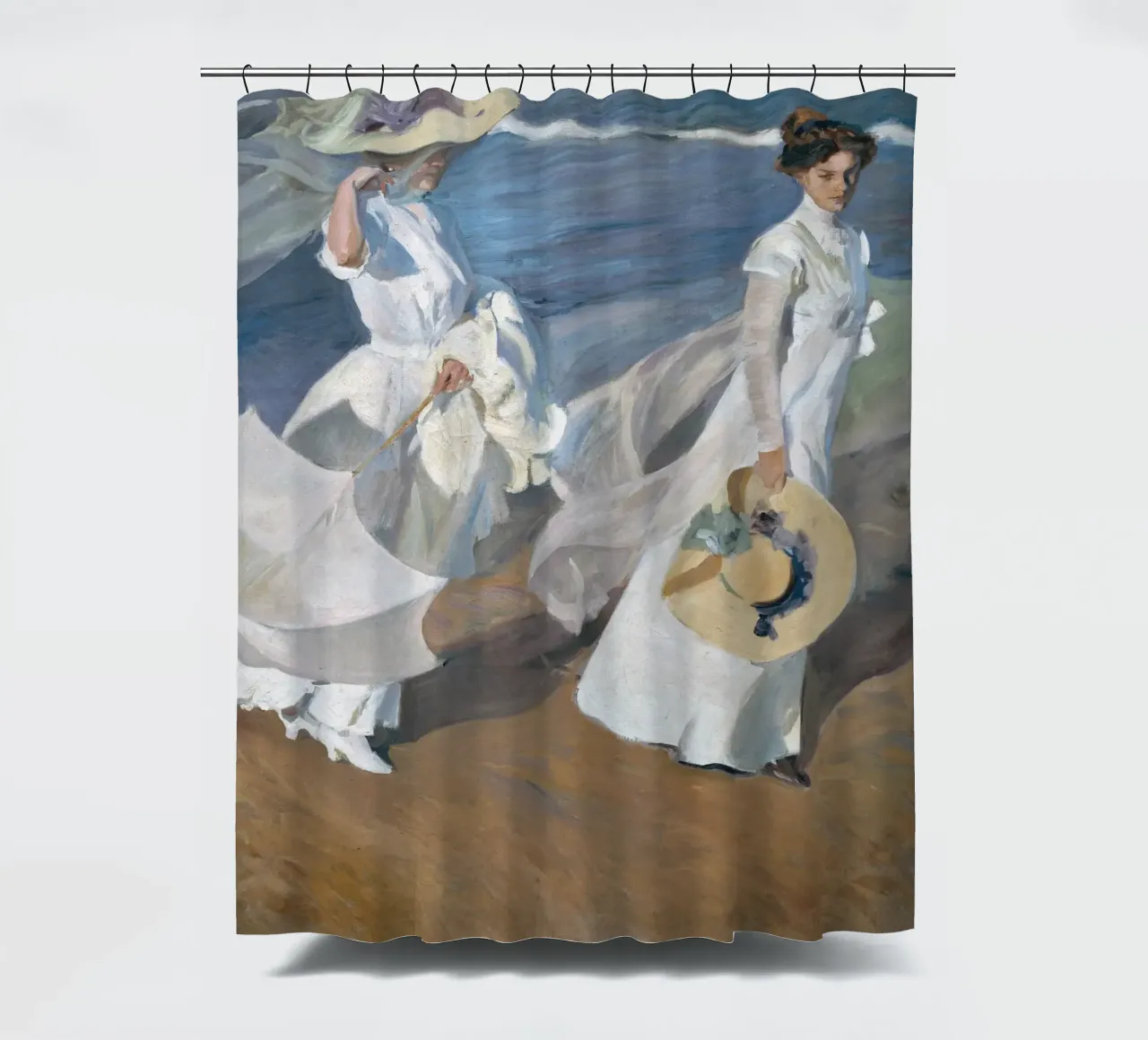Spaziergang am Meeresufer (1909) von Joaquín Sorolla Duschvorhang von Venus Art