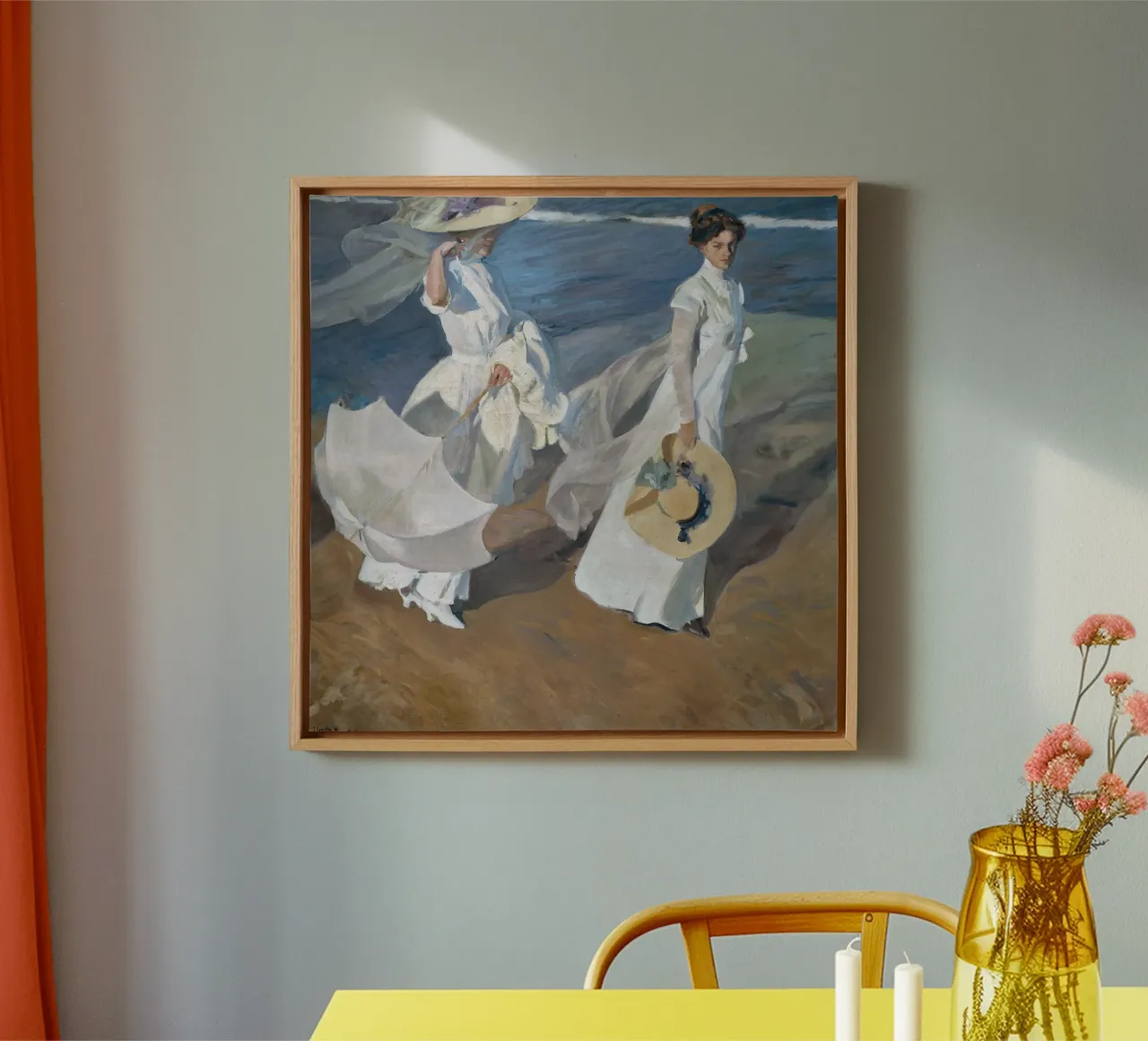 Wandelen langs de kust (1909) door Joaquín Sorolla canvas met Baklijst van Venus Art