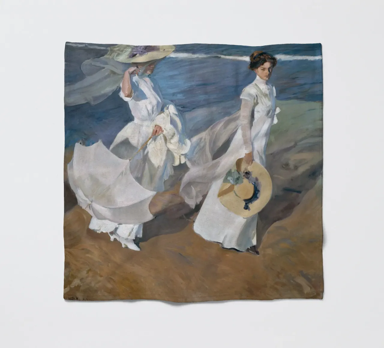 Strolling Along the Seashore (1909) by Joaquín Sorolla fleece blanket by Venus Art