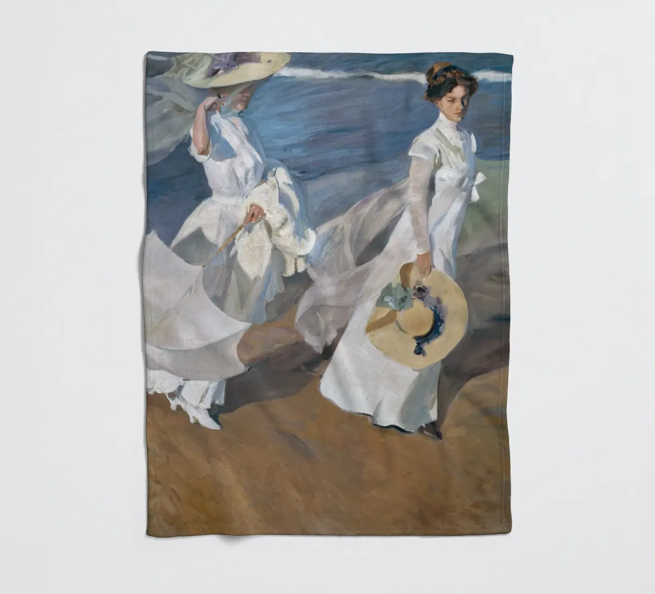 Strolling Along the Seashore (1909) by Joaquín Sorolla fleece blanket by Venus Art