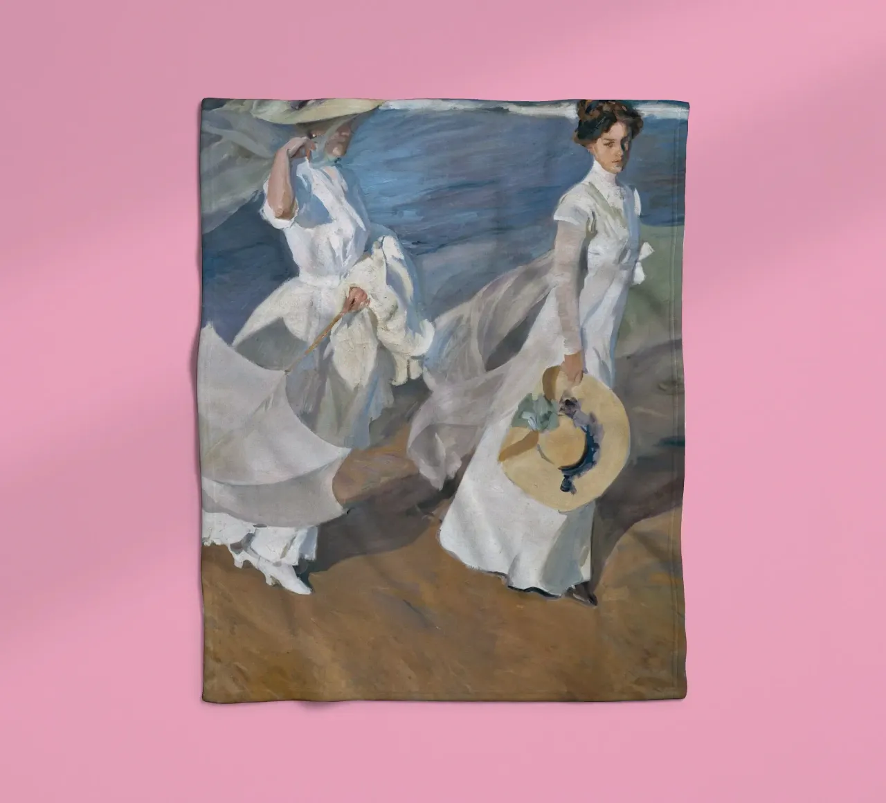 Strolling Along the Seashore (1909) by Joaquín Sorolla fleece blanket by Venus Art