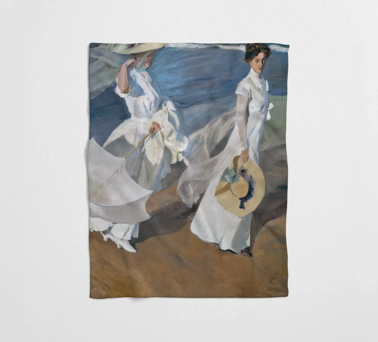 Strolling Along the Seashore (1909) by Joaquín Sorolla fleece blanket by Venus Art