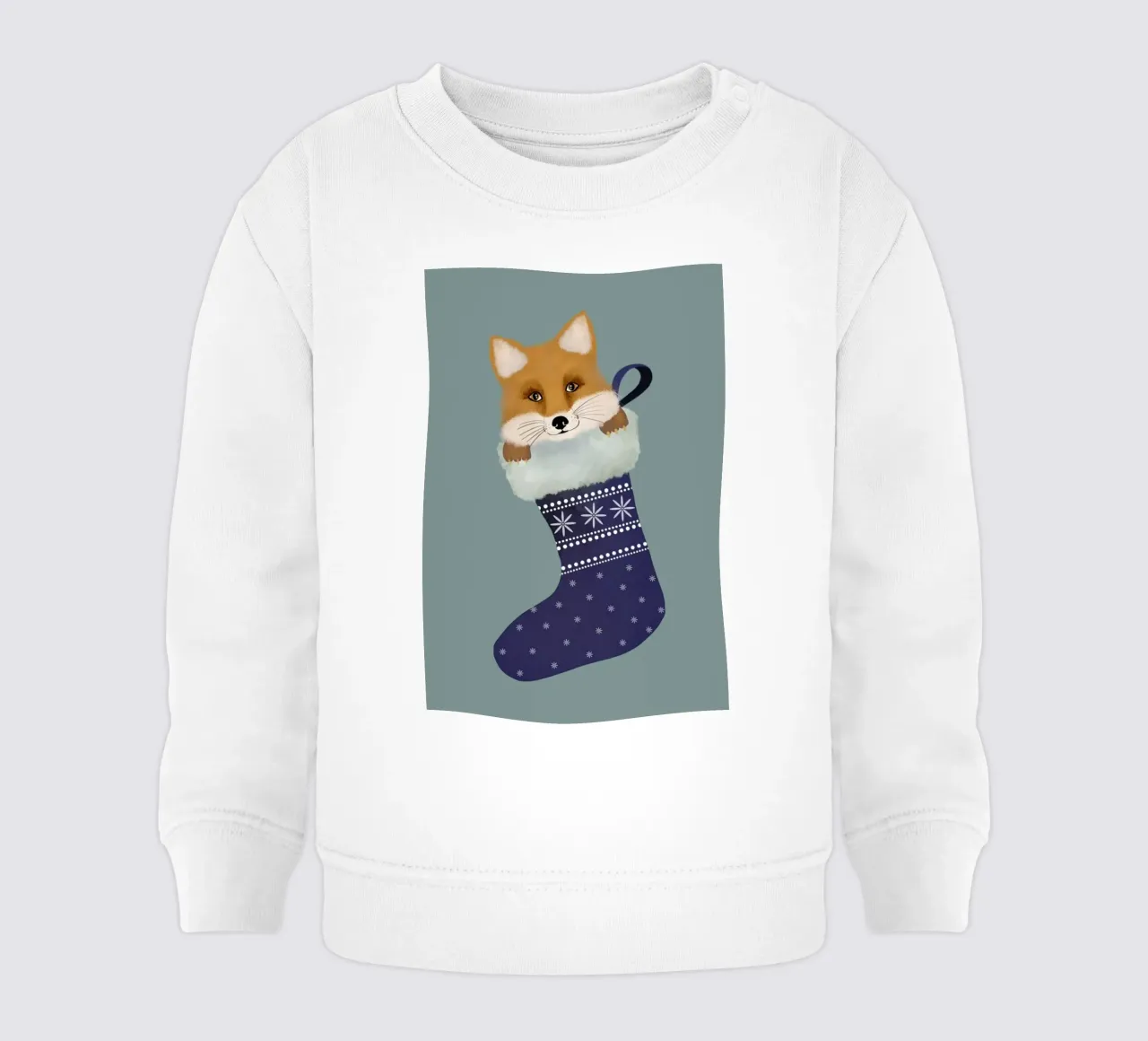 Fox In The Christmas Stocking felpa neonato da cafelab