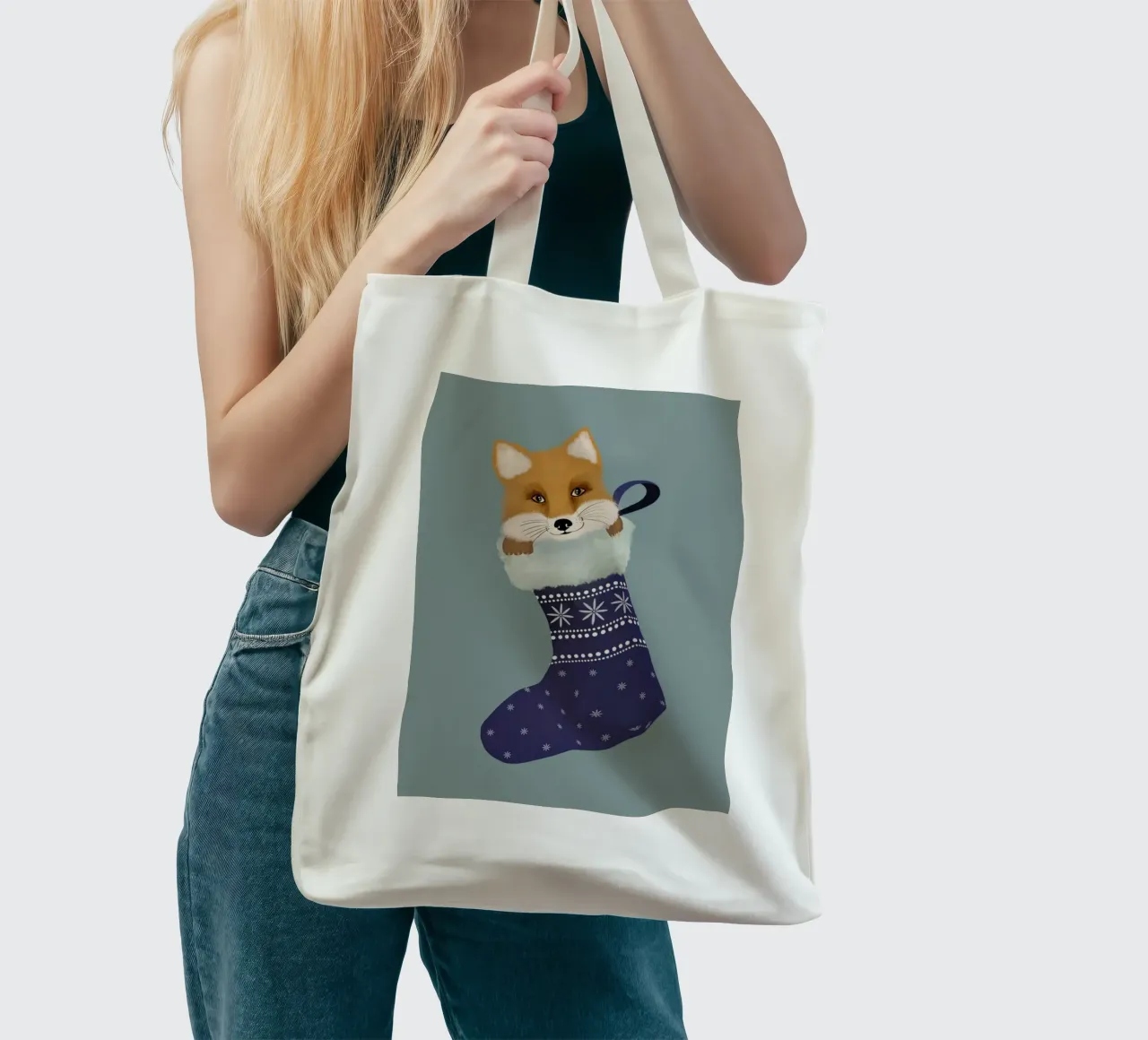 Fox In The Christmas Stocking borsa in juta da cafelab