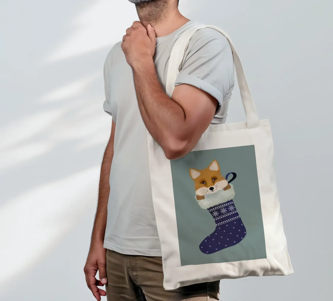 Fox In The Christmas Stocking borsa in juta da cafelab