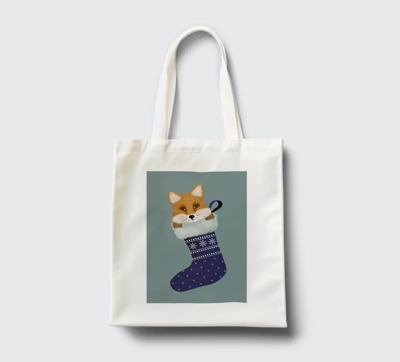 Fox In The Christmas Stocking borsa in juta da cafelab