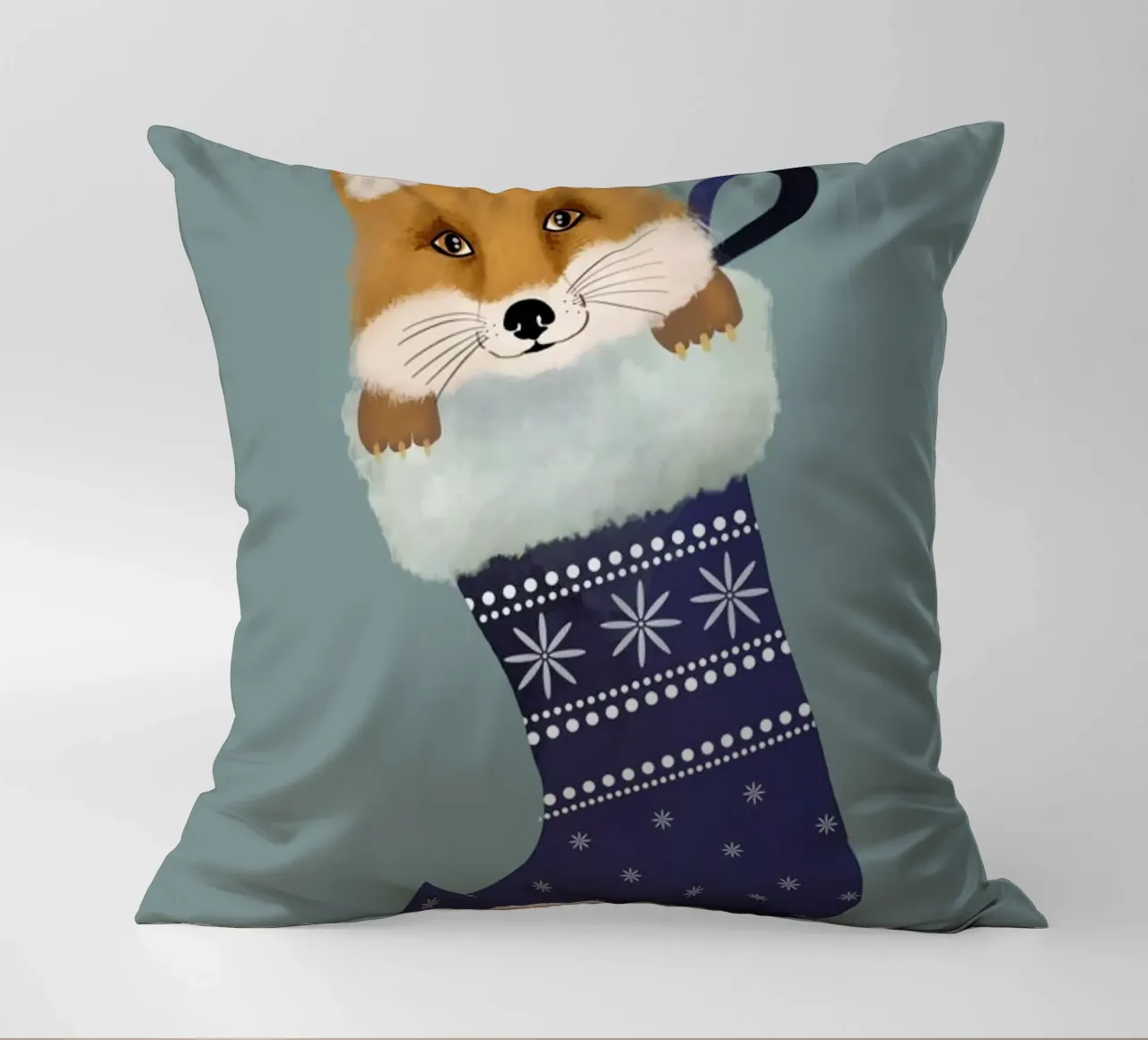 Fox In The Christmas Stocking cuscino da cafelab