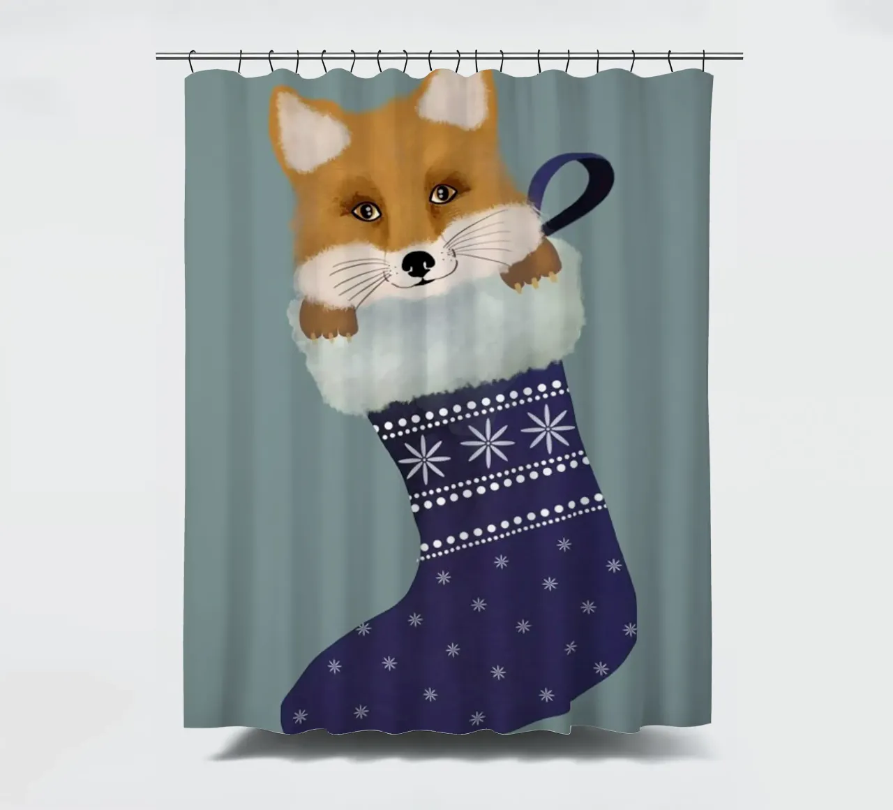 Fox In The Christmas Stocking tenda da doccia da cafelab