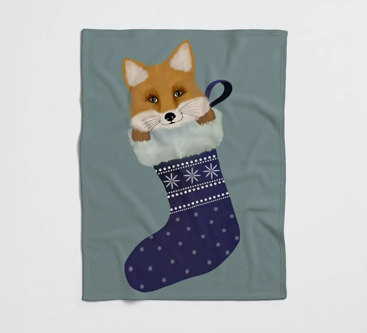 Fox In The Christmas Stocking coperta in pile da cafelab