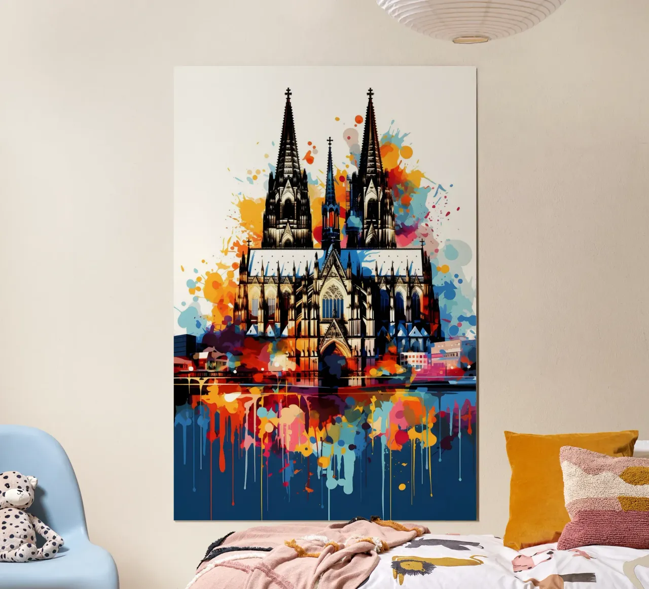 La Cattedrale di Colonia si tinge di arte poster da Vintage Travel Art