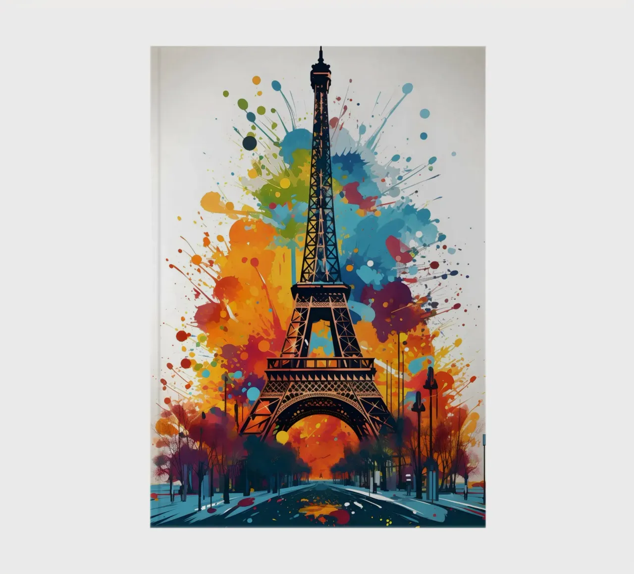 Eiffel Tower splashes of colour art notebook by Vintage Travel Art