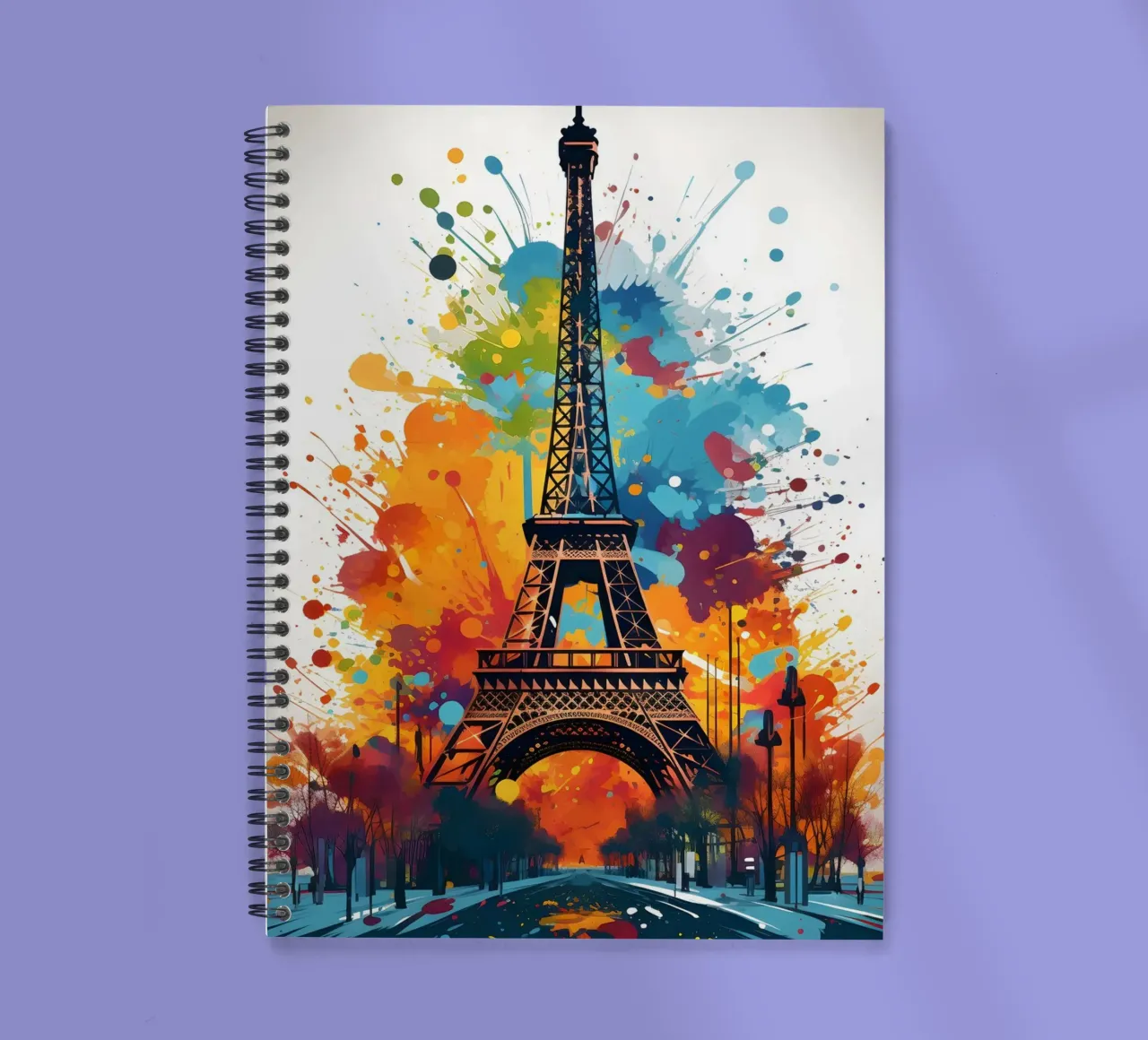 Eiffel Tower splashes of colour art spiral notebook by Vintage Travel Art