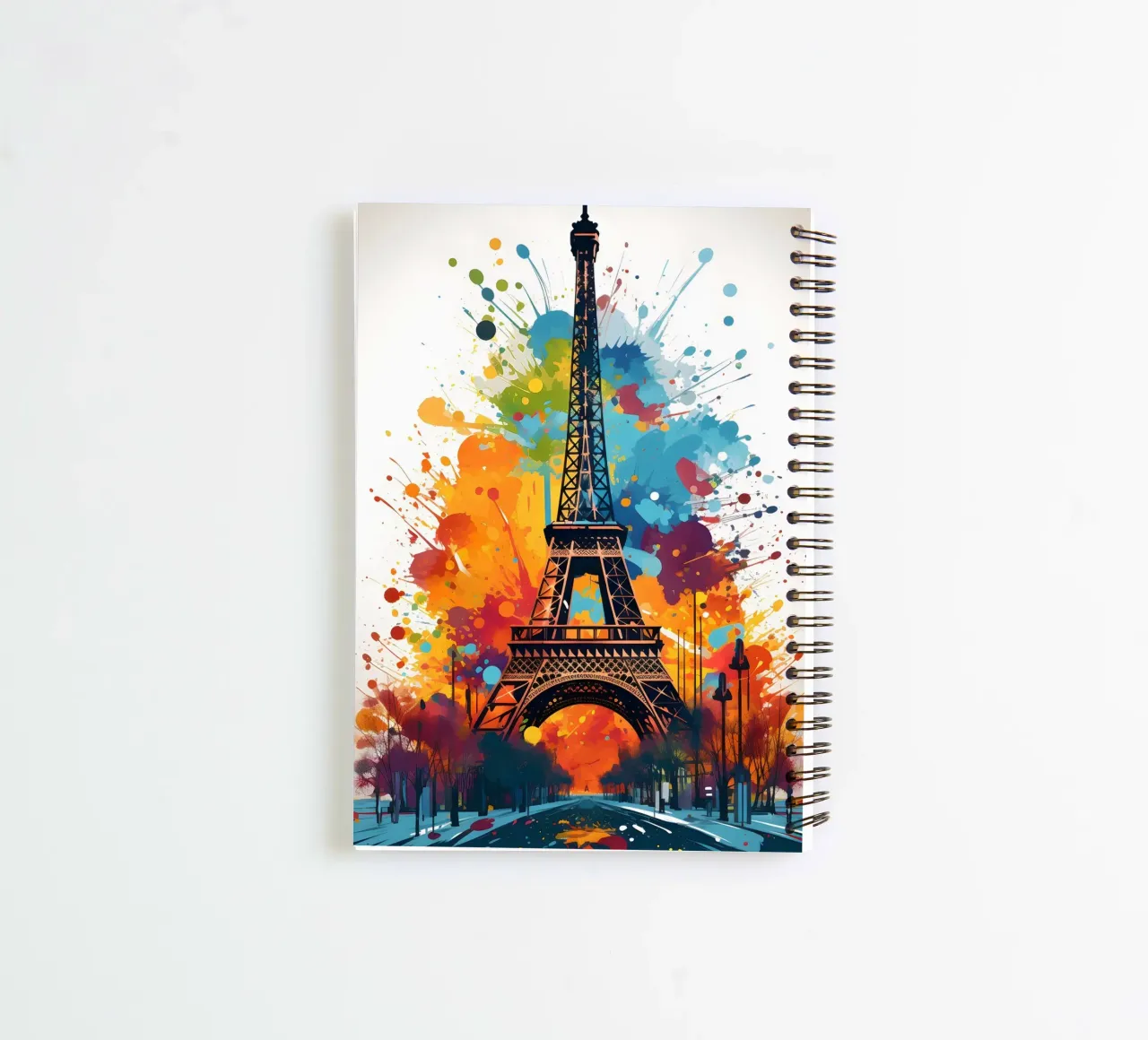 Eiffel Tower splashes of colour art spiral notebook by Vintage Travel Art