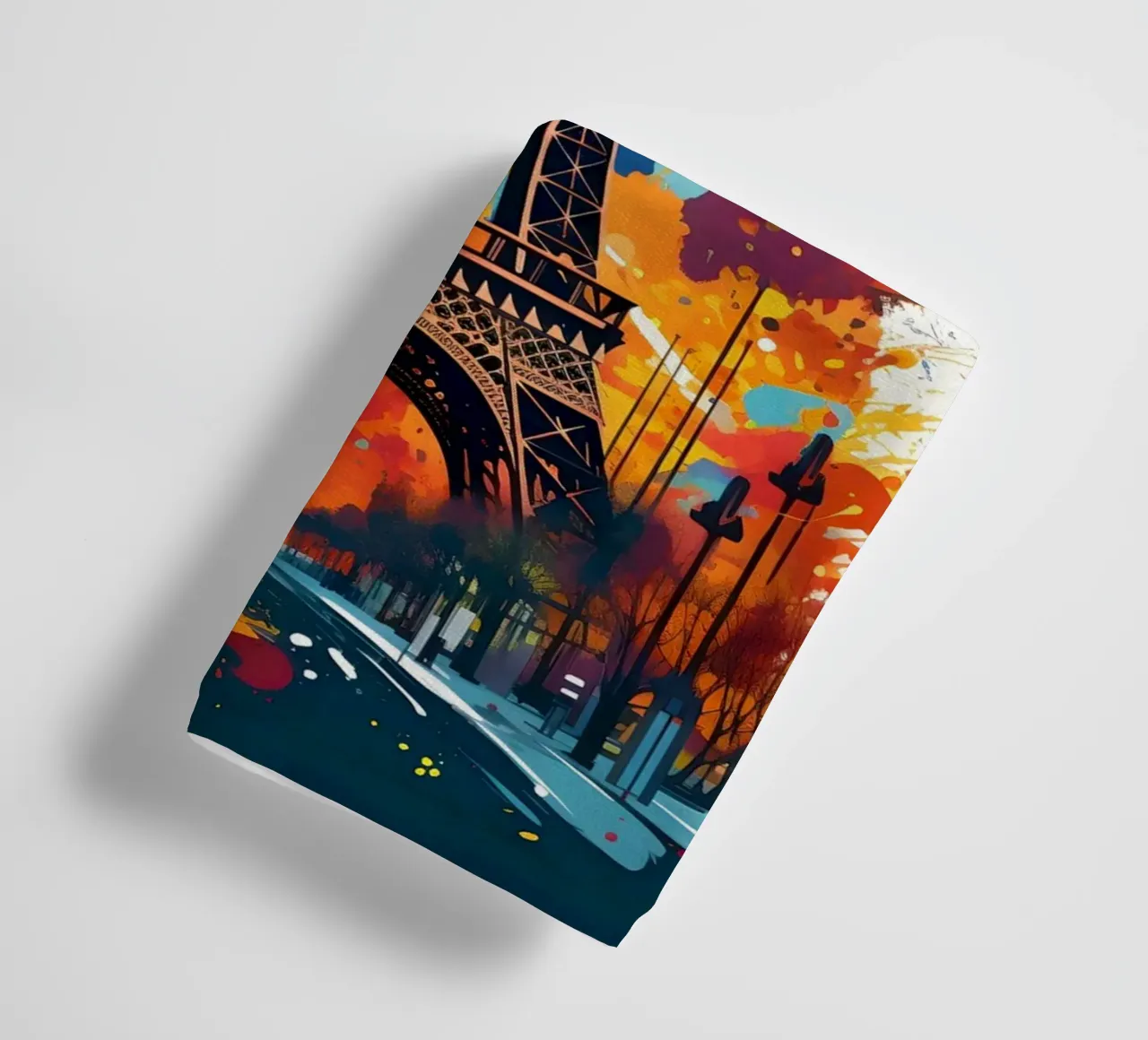 Eiffel Tower splashes of colour art towel by Vintage Travel Art