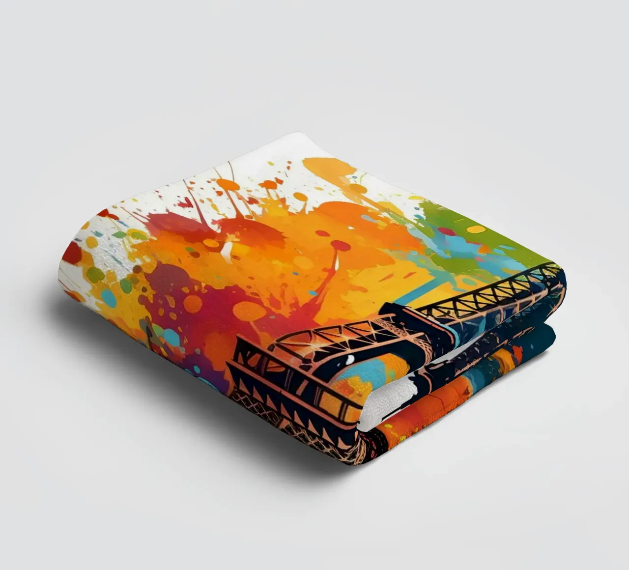 Eiffel Tower splashes of colour art towel by Vintage Travel Art