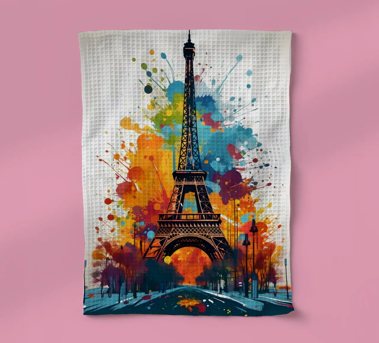 Torre Eiffel spruzzi di colore d'arte canovaccio da cucina da Vintage Travel Art